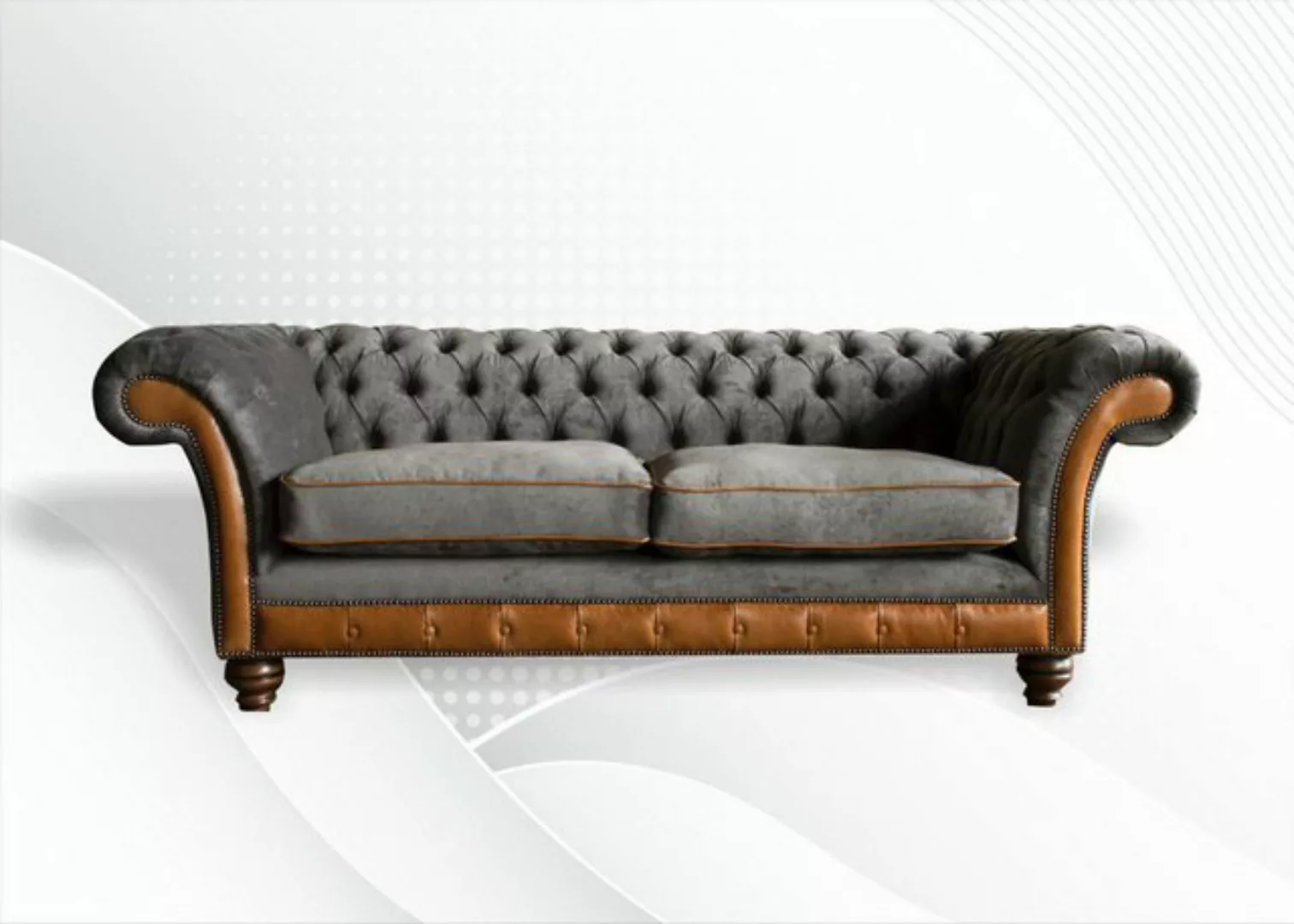 Xlmoebel Sofa Klassische Ledercouch für drei Personen im Chesterfield-Stil. günstig online kaufen