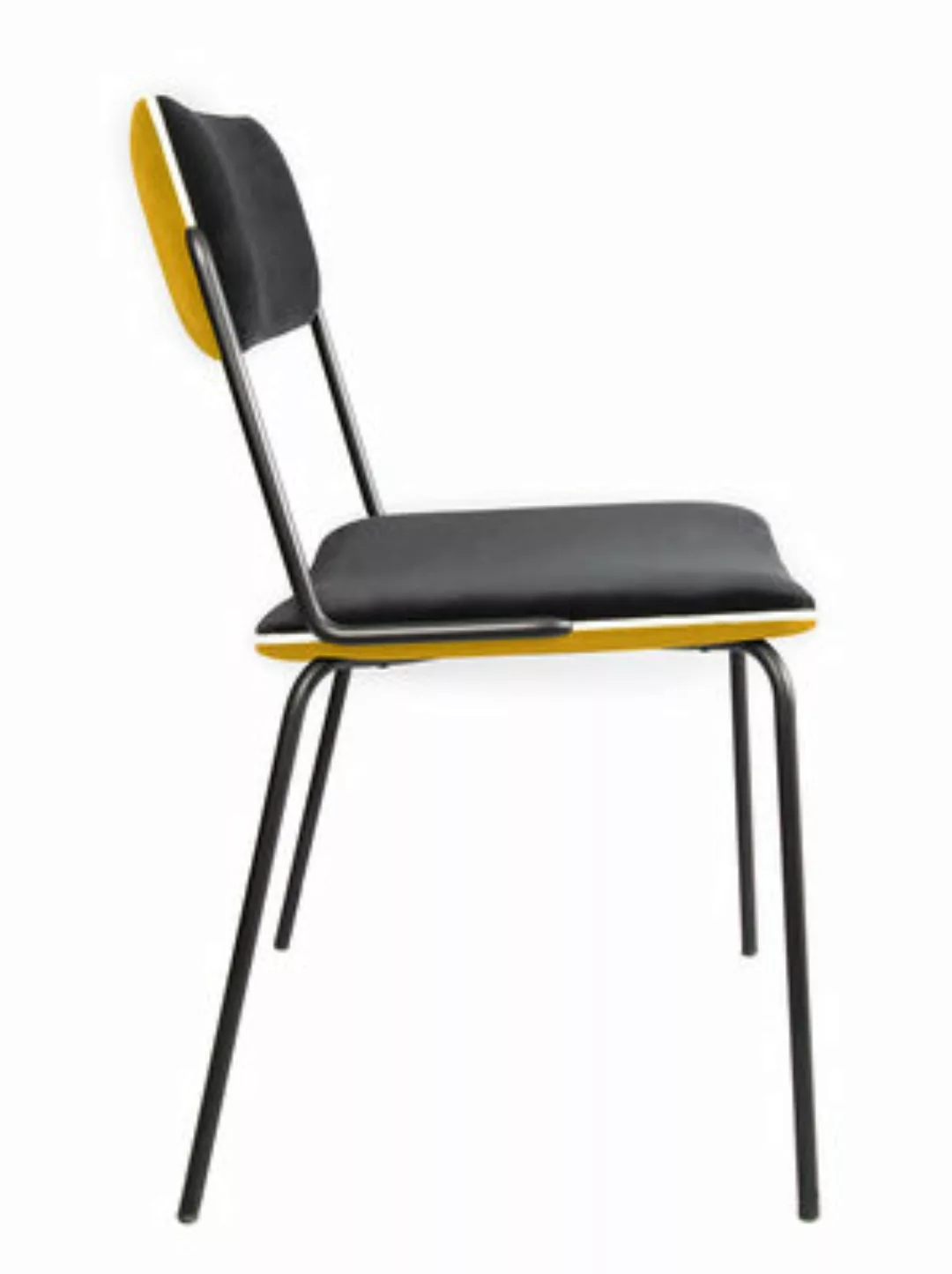 Gepolsterter Stuhl Double jeu textil gelb schwarz / Velours - Maison Sarah günstig online kaufen