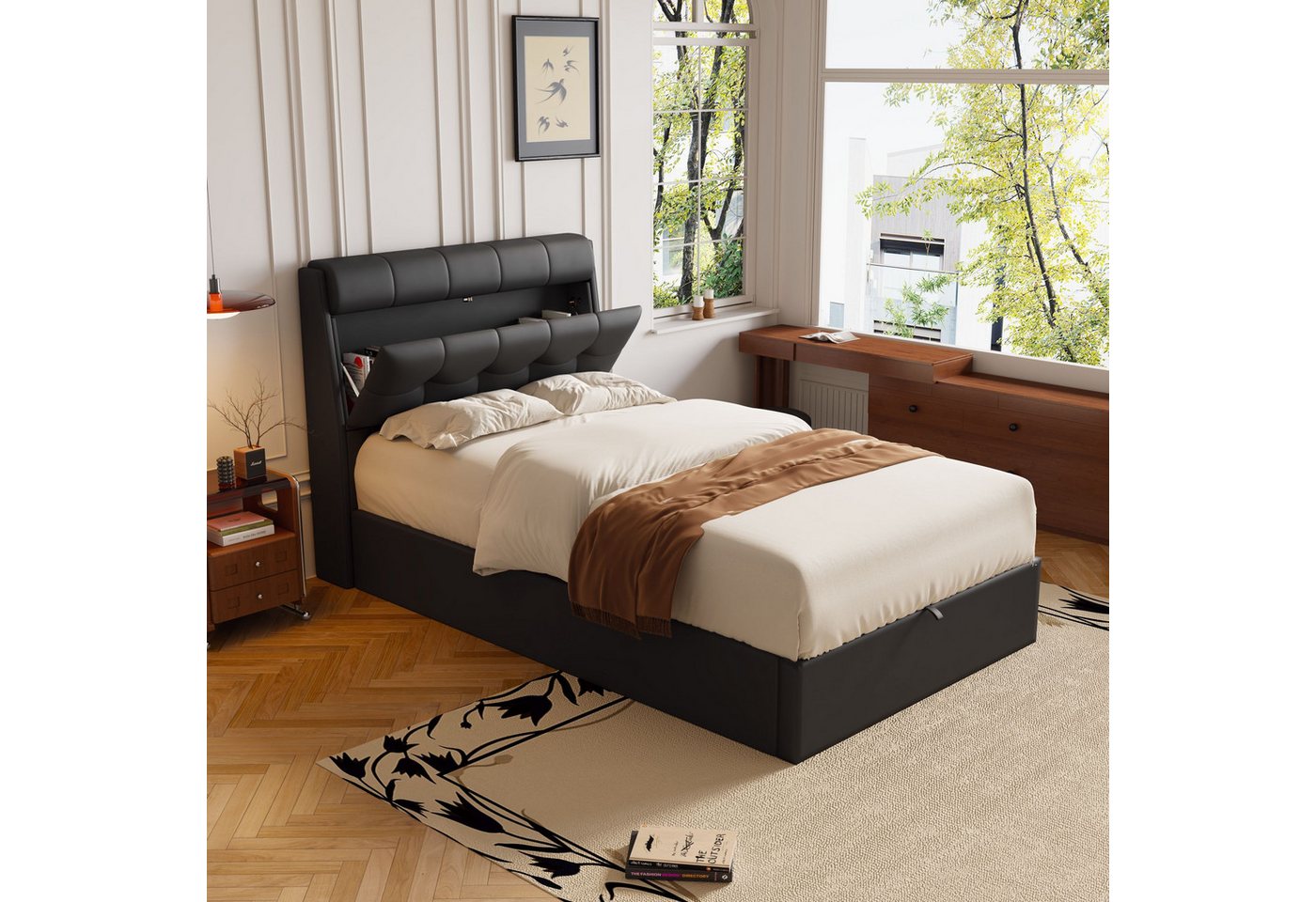 MODFU Polsterbett Hydraulisches Bett (90*200cm), mit Lattenrost, verdeckte günstig online kaufen