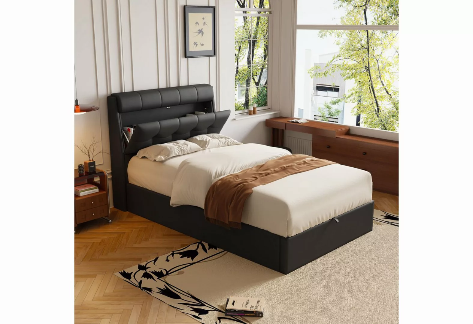 WISHDOR Polsterbett Hydraulisches Bett (90*200cm), mit Lattenrost, verdeckt günstig online kaufen