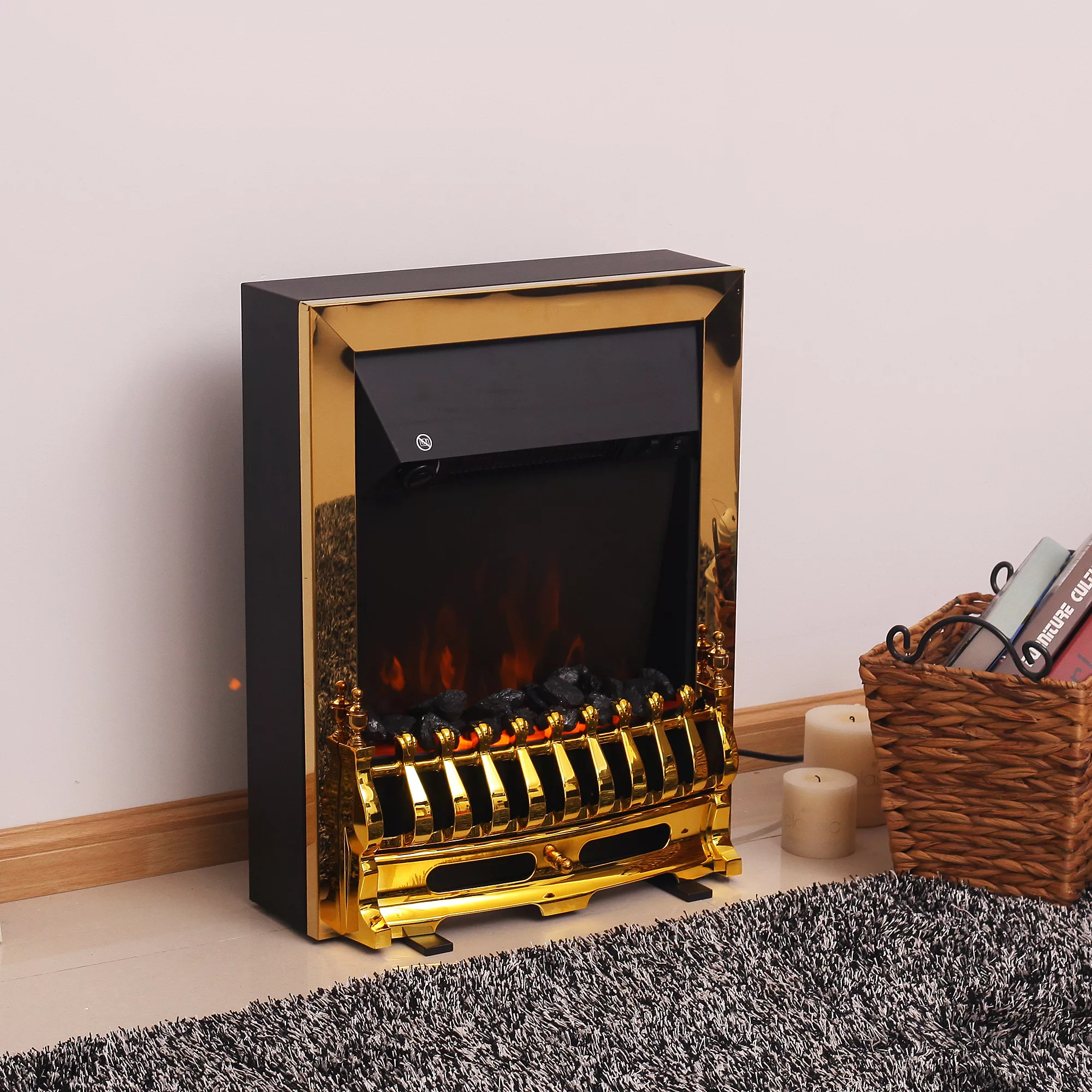 HOMCOM Elektrischer-Kamin 820-043 gold schwarz Metall Kunststoff B/H/T: ca. günstig online kaufen