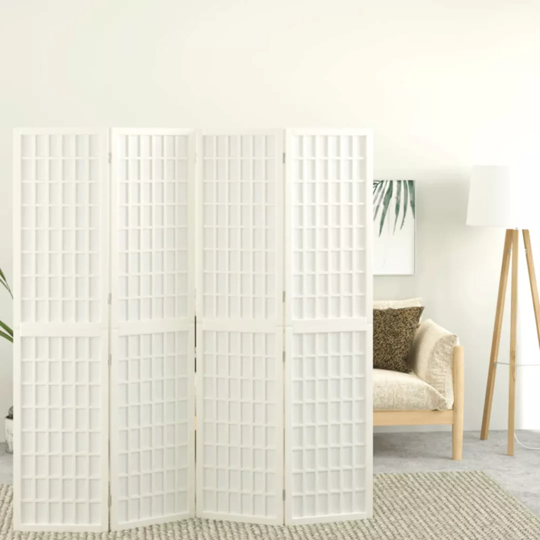 Vidaxl 4-tlg. Paravent Japanischer Stil Faltbar 160x170 Cm Weiß günstig online kaufen