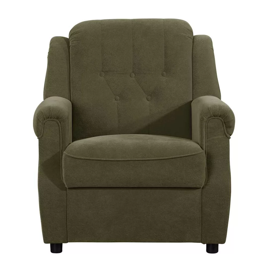 Wohnzimmer Sessel dunkelgrün im klassischen Stil Flockstoff günstig online kaufen