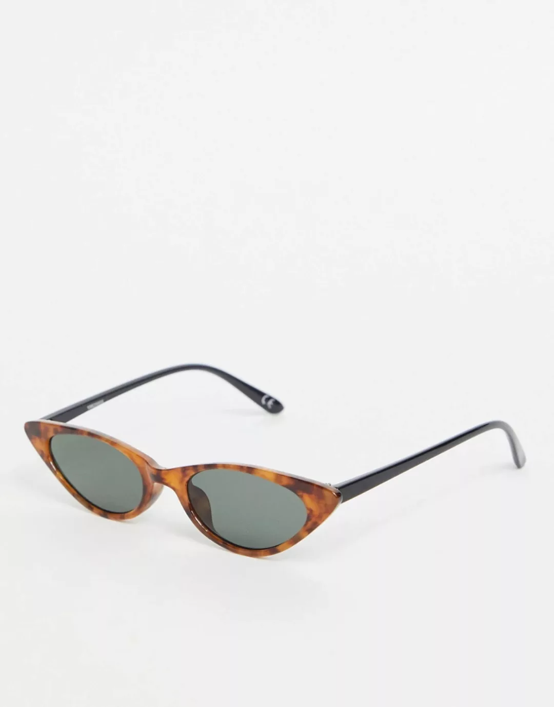 ASOS DESIGN – Cat-Eye-Sonnenbrille in Schildpattoptik mit Bügeln in glänzen günstig online kaufen