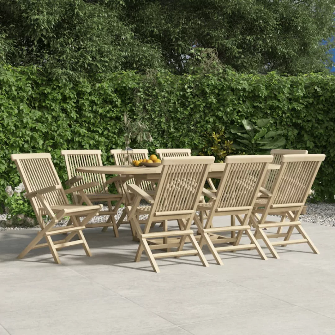 Vidaxl Gartenstühle 8 Stk. Klappbar Grau 56x61x89 Cm Massivholz Teak günstig online kaufen