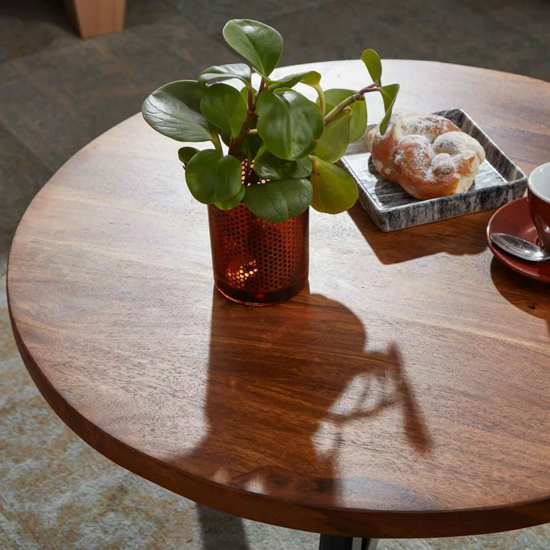 Runder Sofa Tisch in Sheeshamfarben und Schwarz 60 cm Durchmesser günstig online kaufen