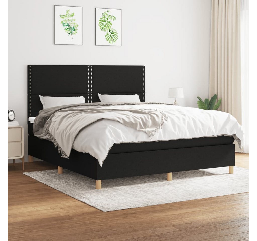 vidaXL Boxspringbett Boxspringbett mit Matratze Schwarz 180x200 cm Stoff Be günstig online kaufen