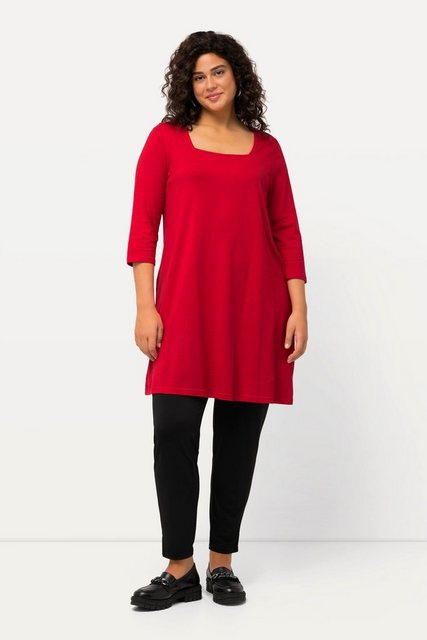 Ulla Popken Longshirt Longshirt A-Linie Carree-Ausschnitt 3/4-Arm günstig online kaufen