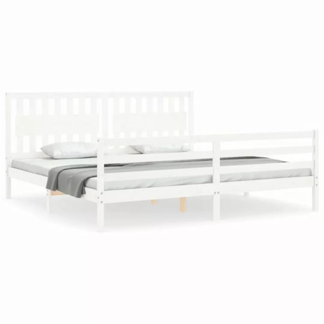 furnicato Bett Massivholzbett mit Kopfteil Weiß 200x200 cm günstig online kaufen