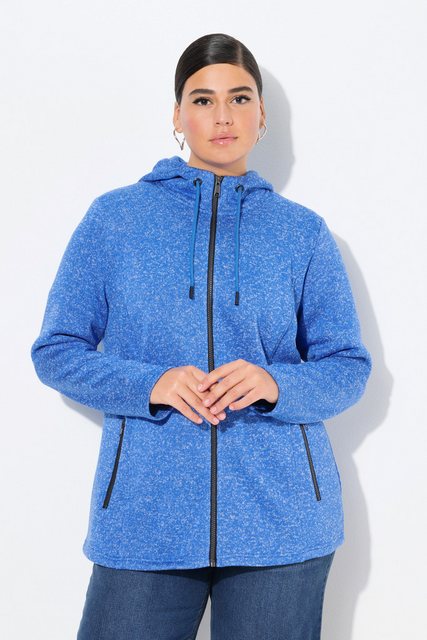 Ulla Popken Sweatjacke Strickfleece-Jacke Kapuze Reißverschlusstaschen günstig online kaufen