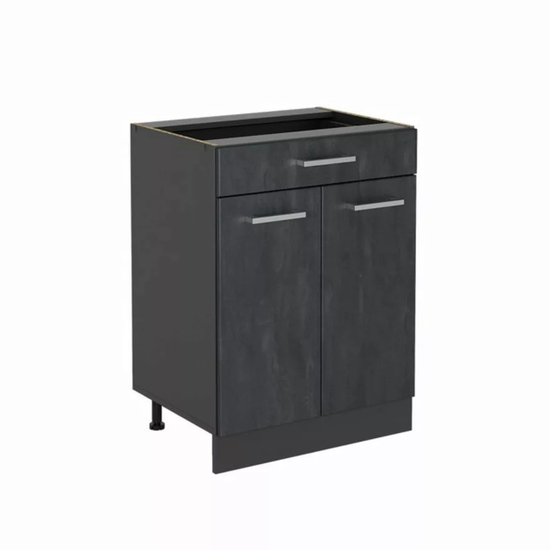 Vicco Unterschrank R-Line, Schwarz Beton/Anthrazit, 60 cm mit Schublade, oh günstig online kaufen