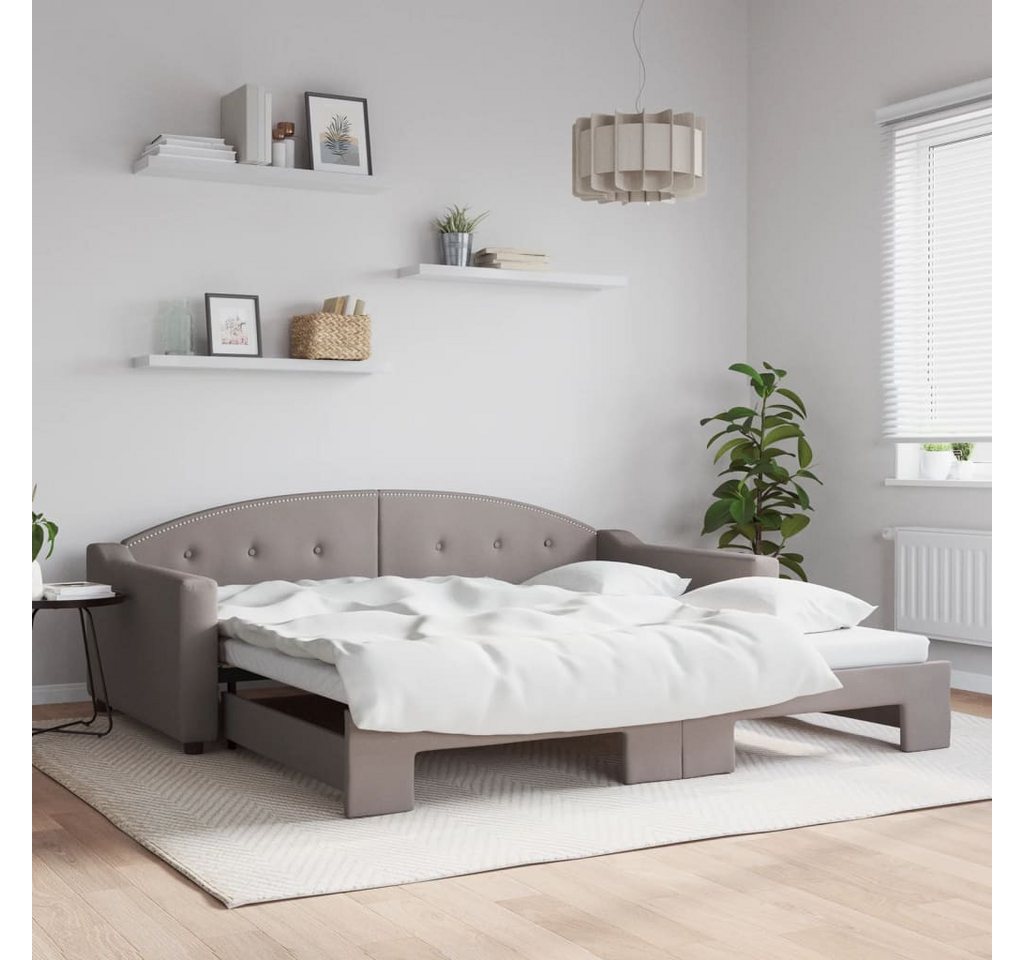 vidaXL Gästebett Gästebett Tagesbett Ausziehbar Taupe 100x200 cm Stoff Bett günstig online kaufen