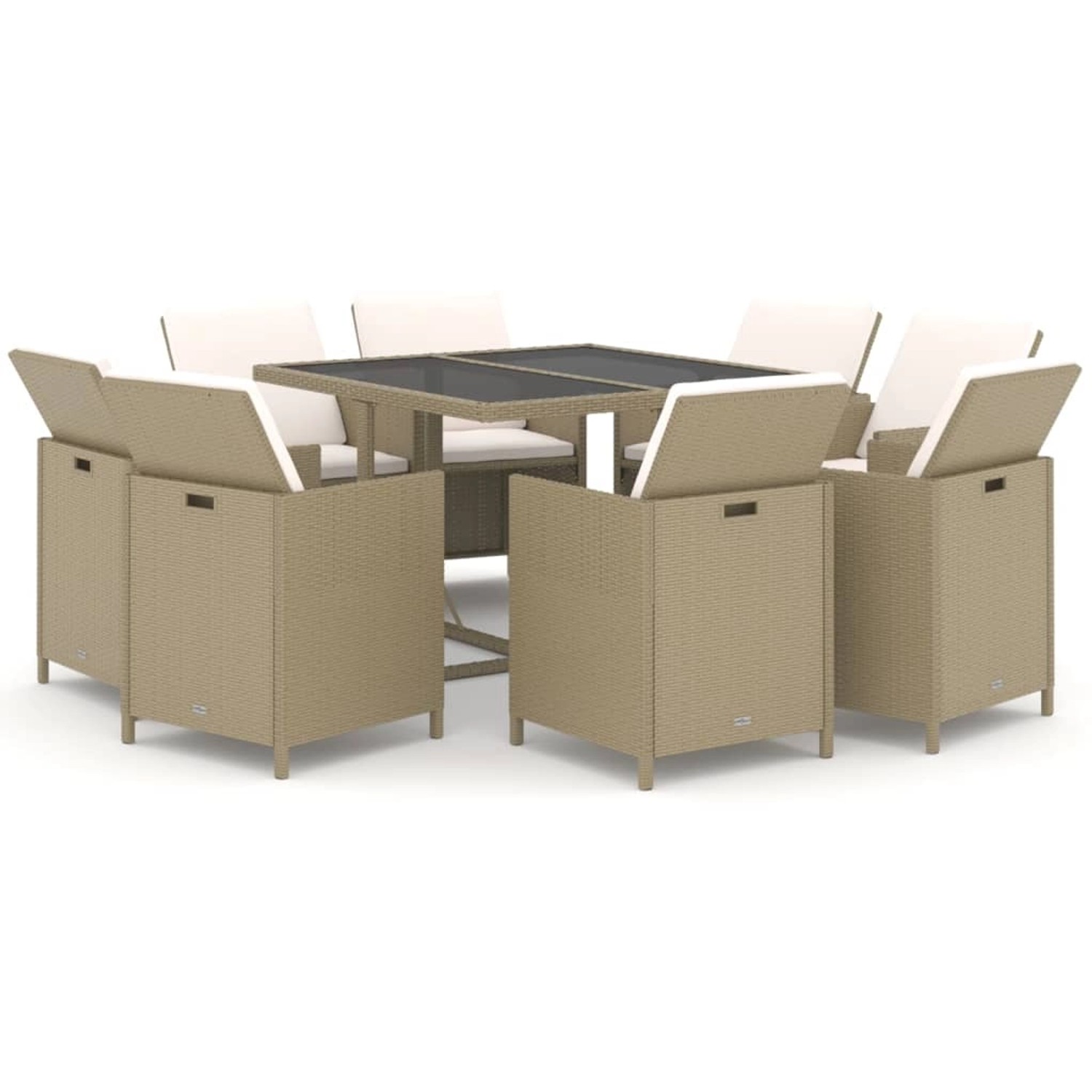 Vidaxl 9-tlg. Garten-essgruppe Mit Kissen Poly Rattan Beige günstig online kaufen