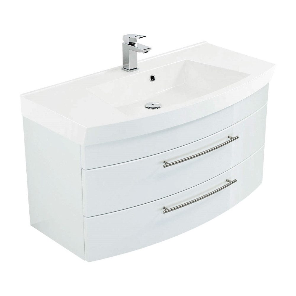 Lomadox Waschtisch LUINO-02, weiß 100,5/57,2/50,2cm günstig online kaufen