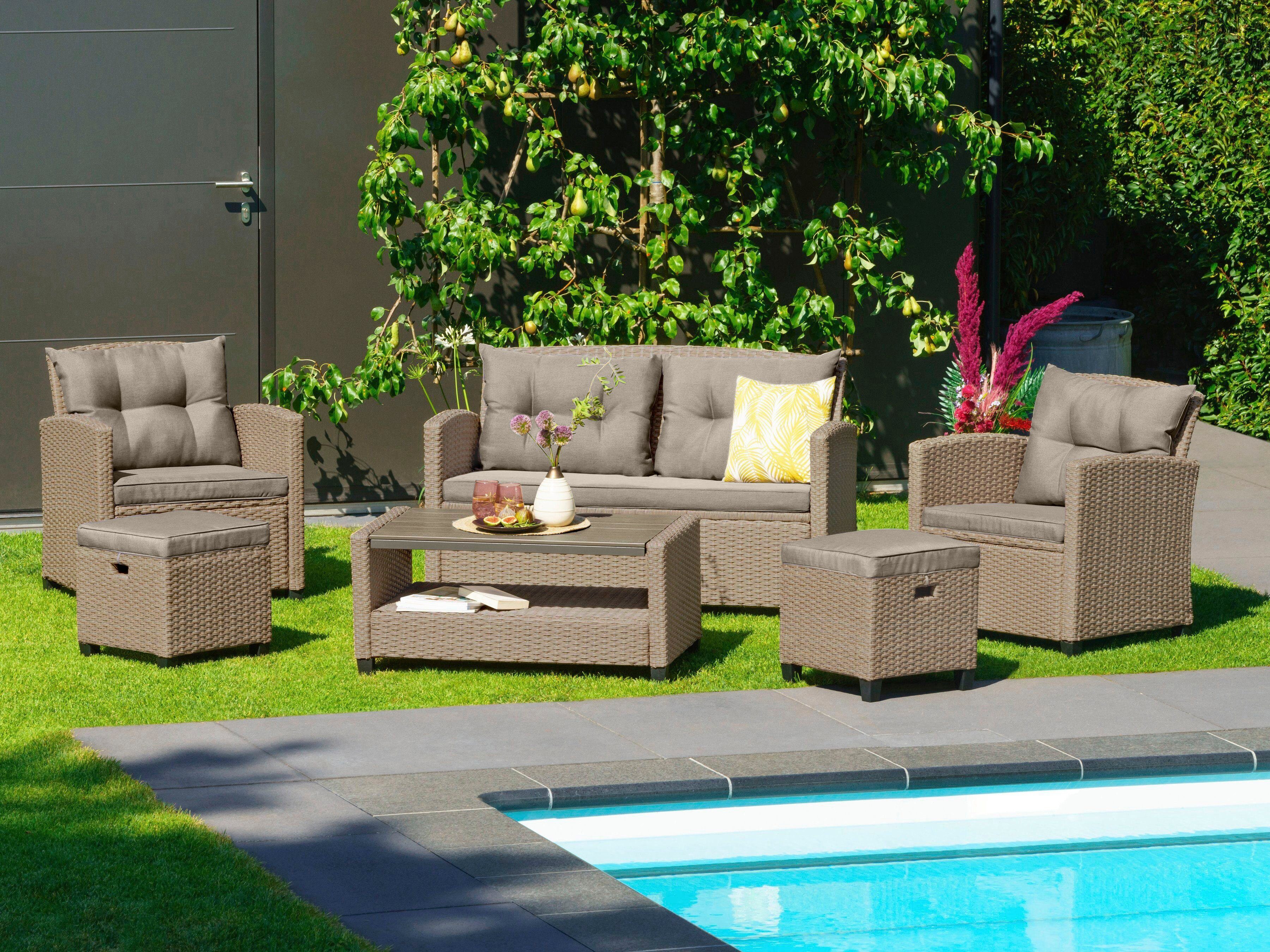 KONIFERA Gartenlounge-Set "Lorca", (Set, 16 tlg., 2xSessel,2er Sofa,1xTisch günstig online kaufen