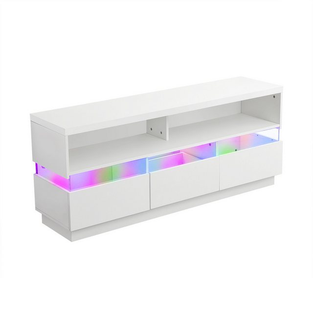 FUROKOY TV-Schrank TV-Schrank mit LED-Beleuchtung und Dekorpaneel, Breite 1 günstig online kaufen