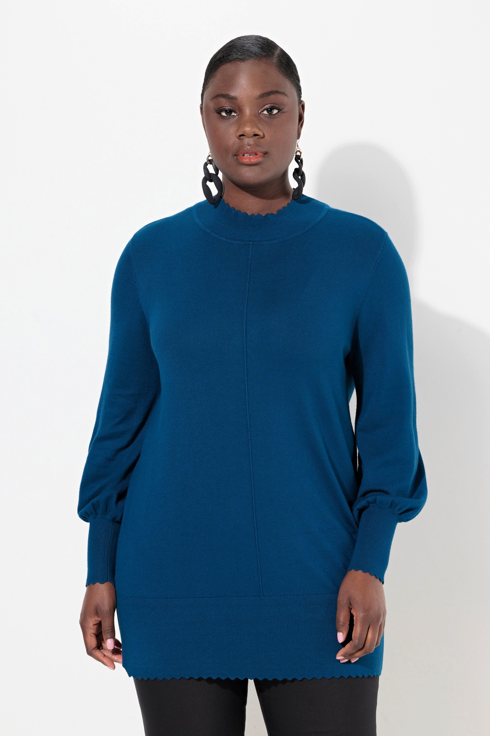 Ulla Popken Strickpullover Pullover Muschelsaum Stehkragen günstig online kaufen