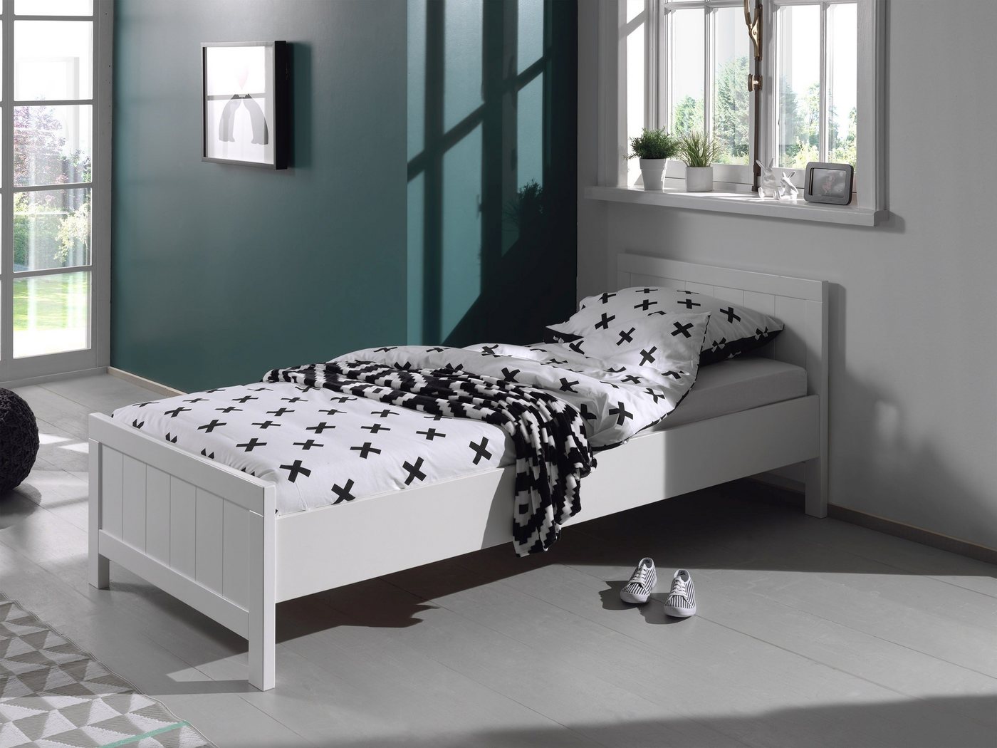 Vipack Einzelbett aus Massiv Kiefer und MDF in Weiß. Abmessungen (BxHxT) 20 günstig online kaufen