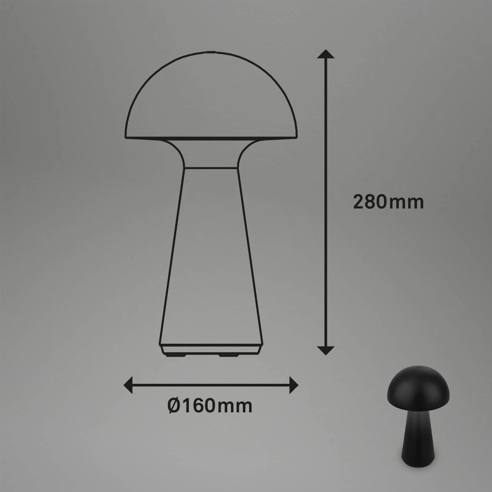 LED-Akku-Tischleuchte Fungo, aufladbar, schwarz günstig online kaufen