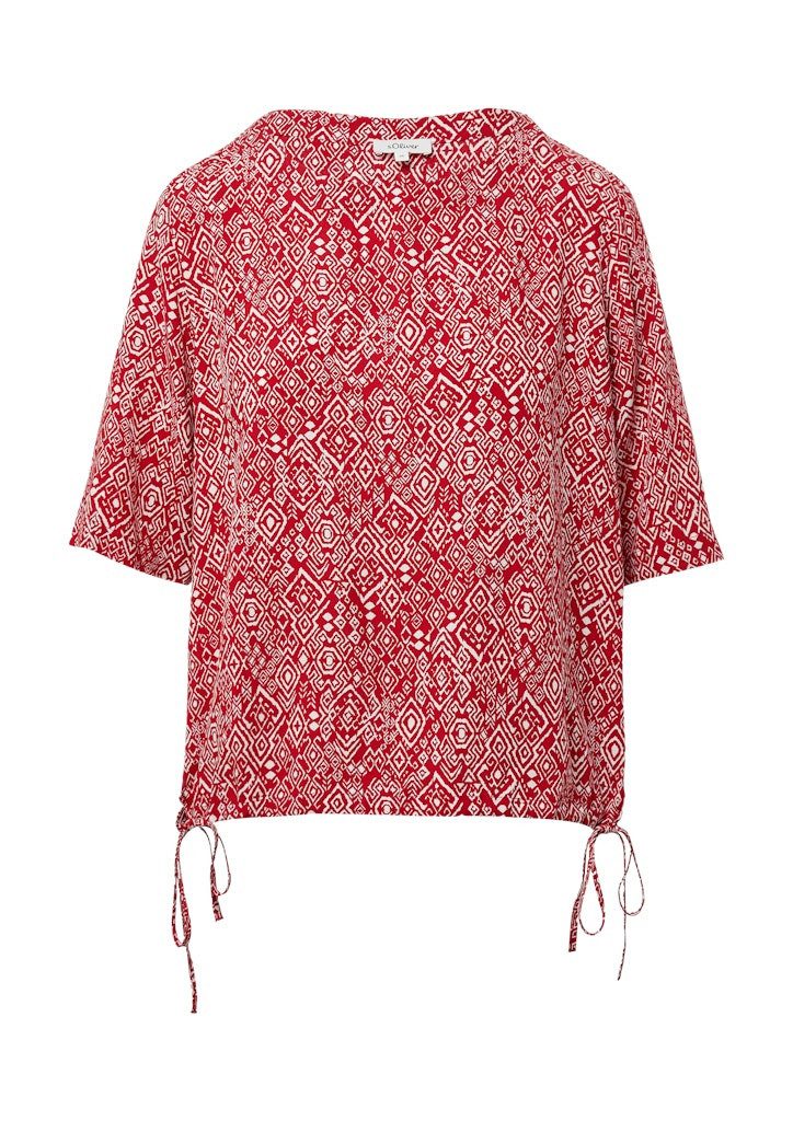 s.Oliver Kurzarmbluse Gemusterte Shirt-Bluse mit verstellbarem günstig online kaufen