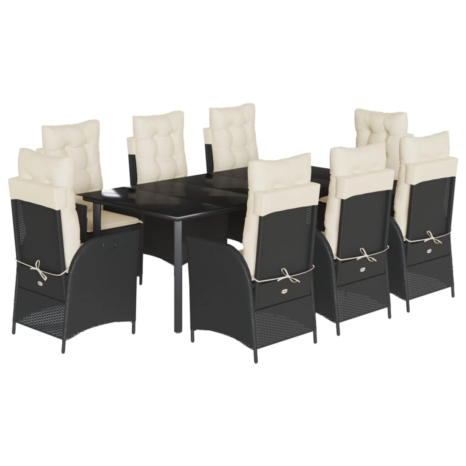vidaXL 9-Tlg Garten-Essgruppe mit Kissen Schwarz Poly Rattan 3213172 günstig online kaufen