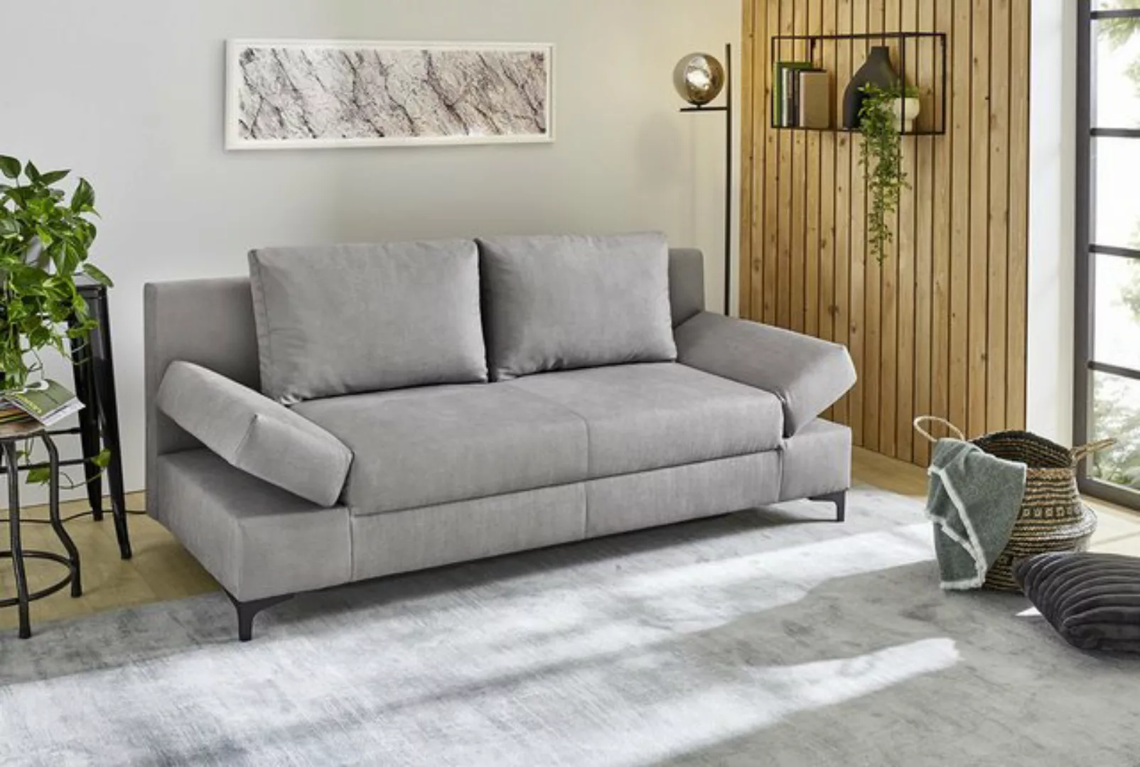 Schlafsofa mit Bettkasten 195 cm breit Grau PIT günstig online kaufen