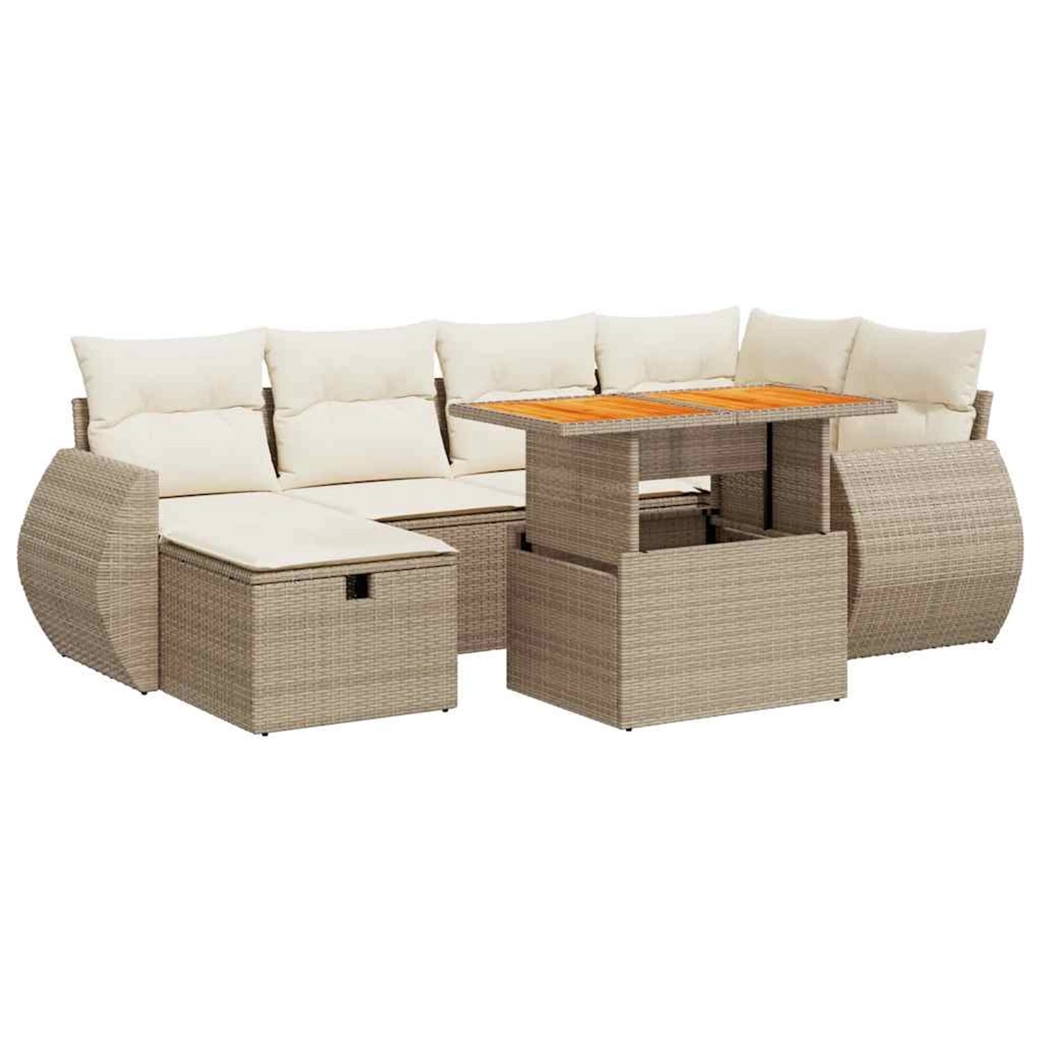 vidaXL 8-Tlg Garten-Sofagarnitur mit Kissen Beige Poly Rattan Akazie 332805 günstig online kaufen