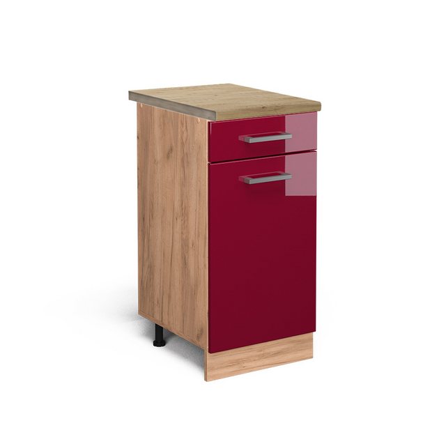 Vicco Unterschrank R-Line, Bordeaux Hochglanz/Goldkraft Eiche, 40 cm, AP Ei günstig online kaufen