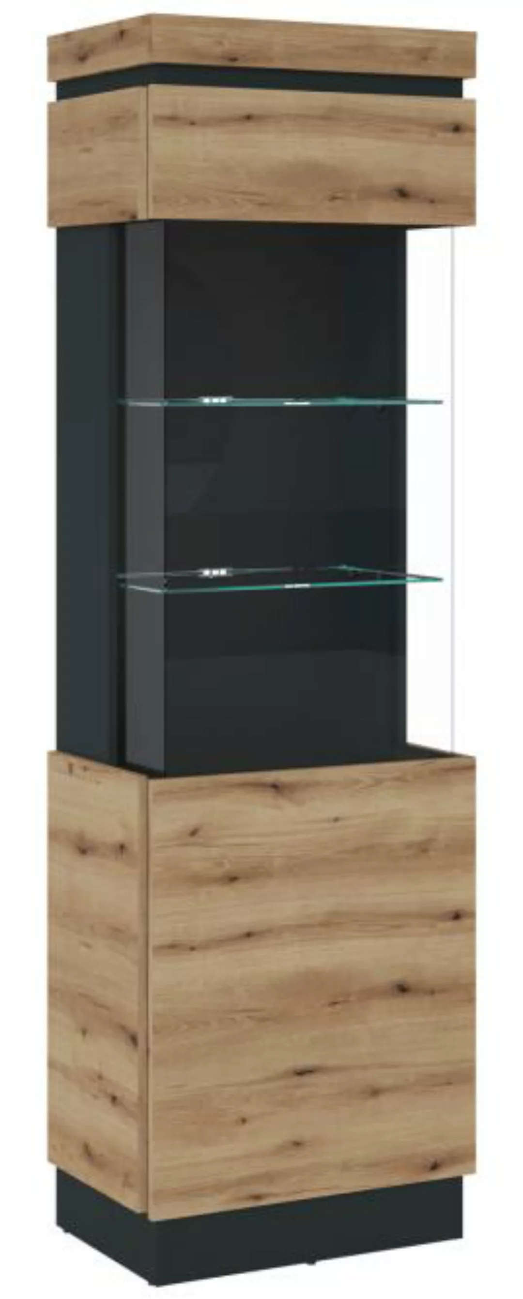 CORTE CORV02L Vitrine 1Tür Kosmos grau/Coast Evoke Eiche   von Wojcik günstig online kaufen