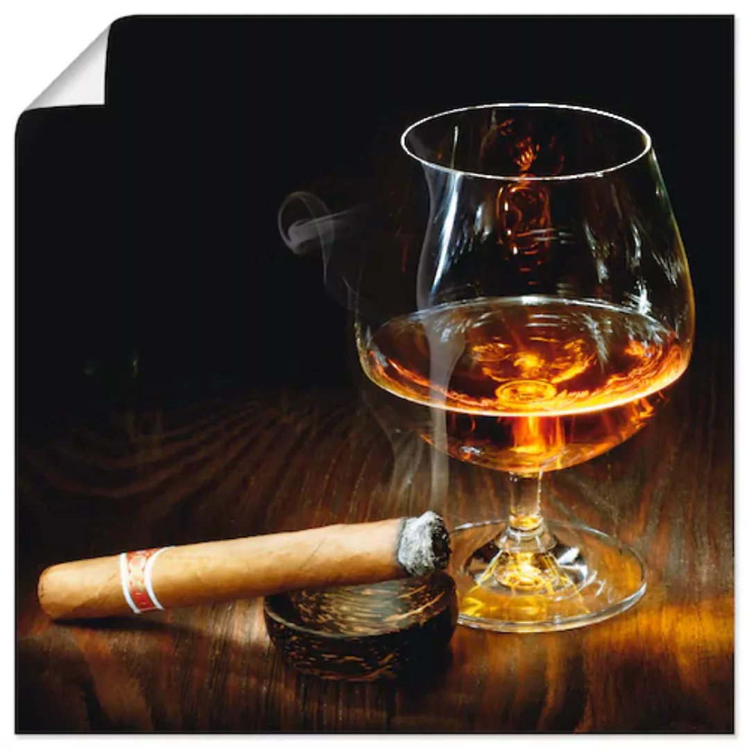 Artland Wandbild "Zigarre und Cognac", Zigarren, (1 St.), als Leinwandbild, günstig online kaufen