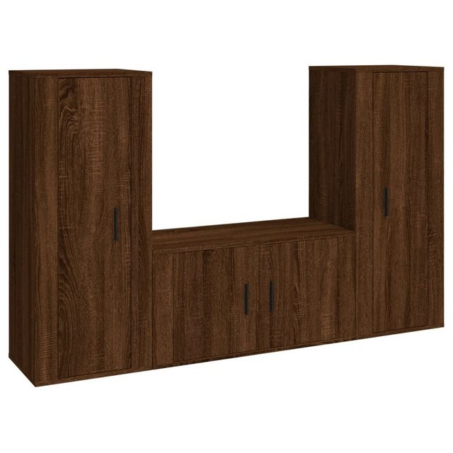 furnicato TV-Schrank 3-tlg. TV-Schrank-Set Braun Eichen-Optik Holzwerkstoff günstig online kaufen