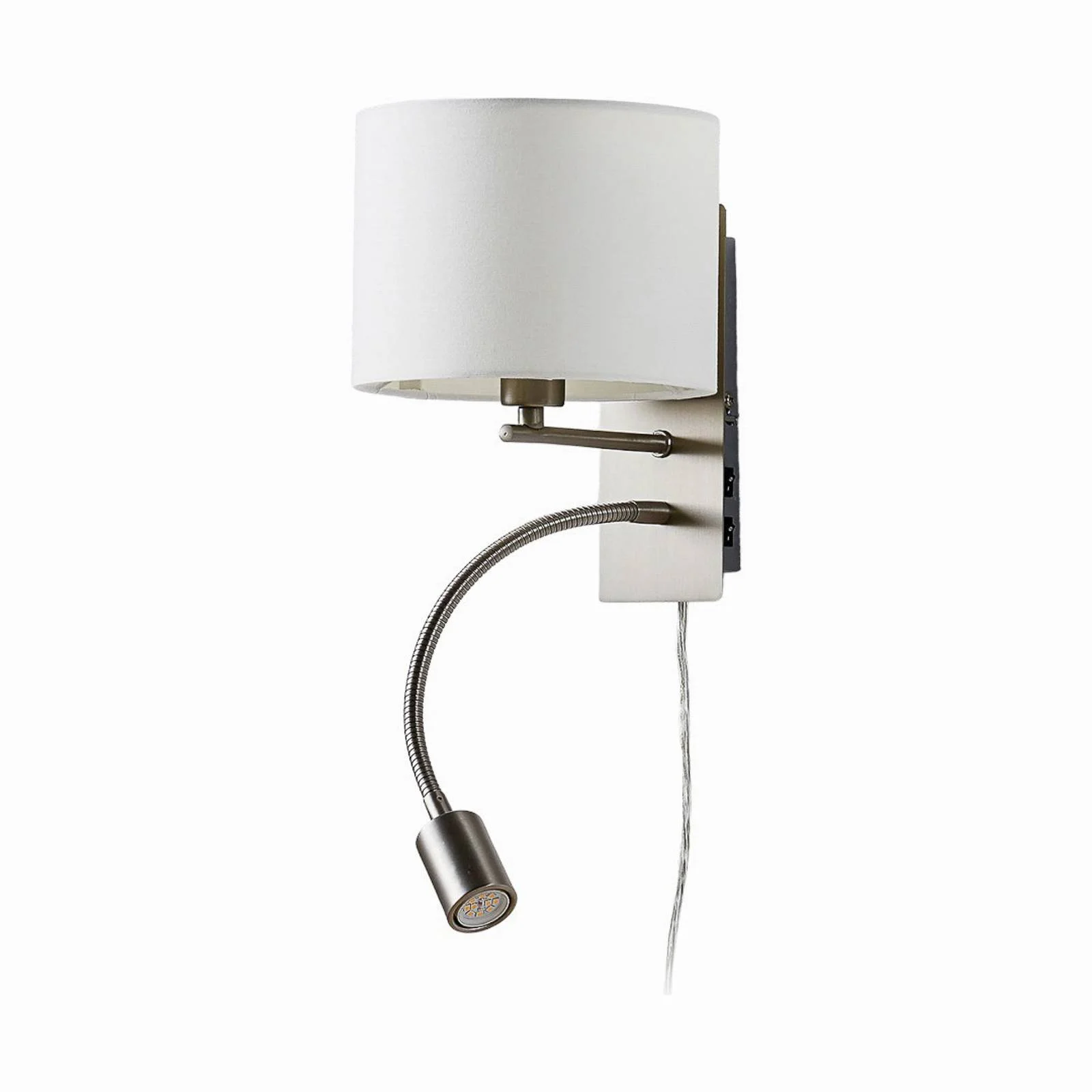 Florens - Textilwandlampe mit LED-Leselampe günstig online kaufen