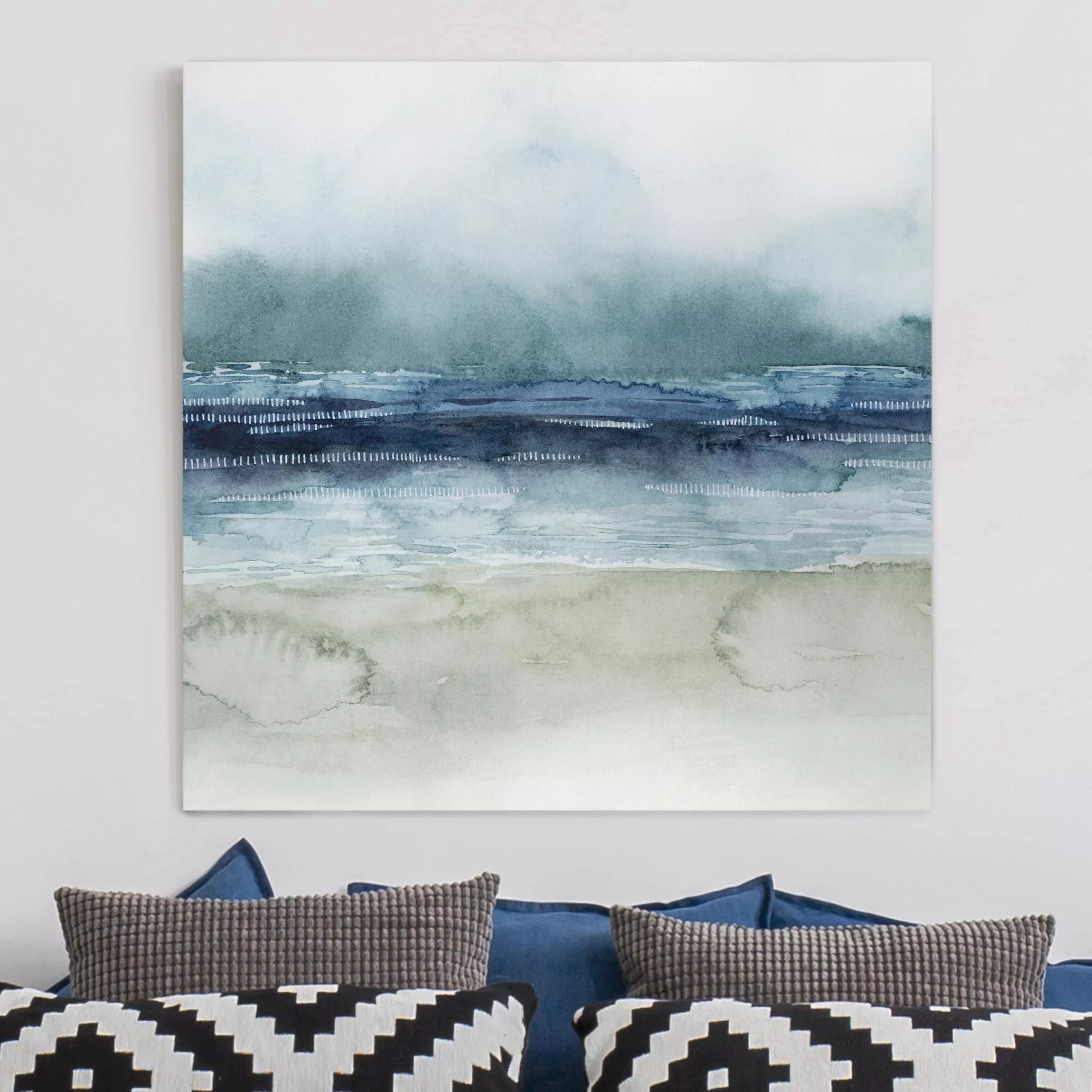 Leinwandbild Abstrakt - Quadrat Mariner Nebel I günstig online kaufen