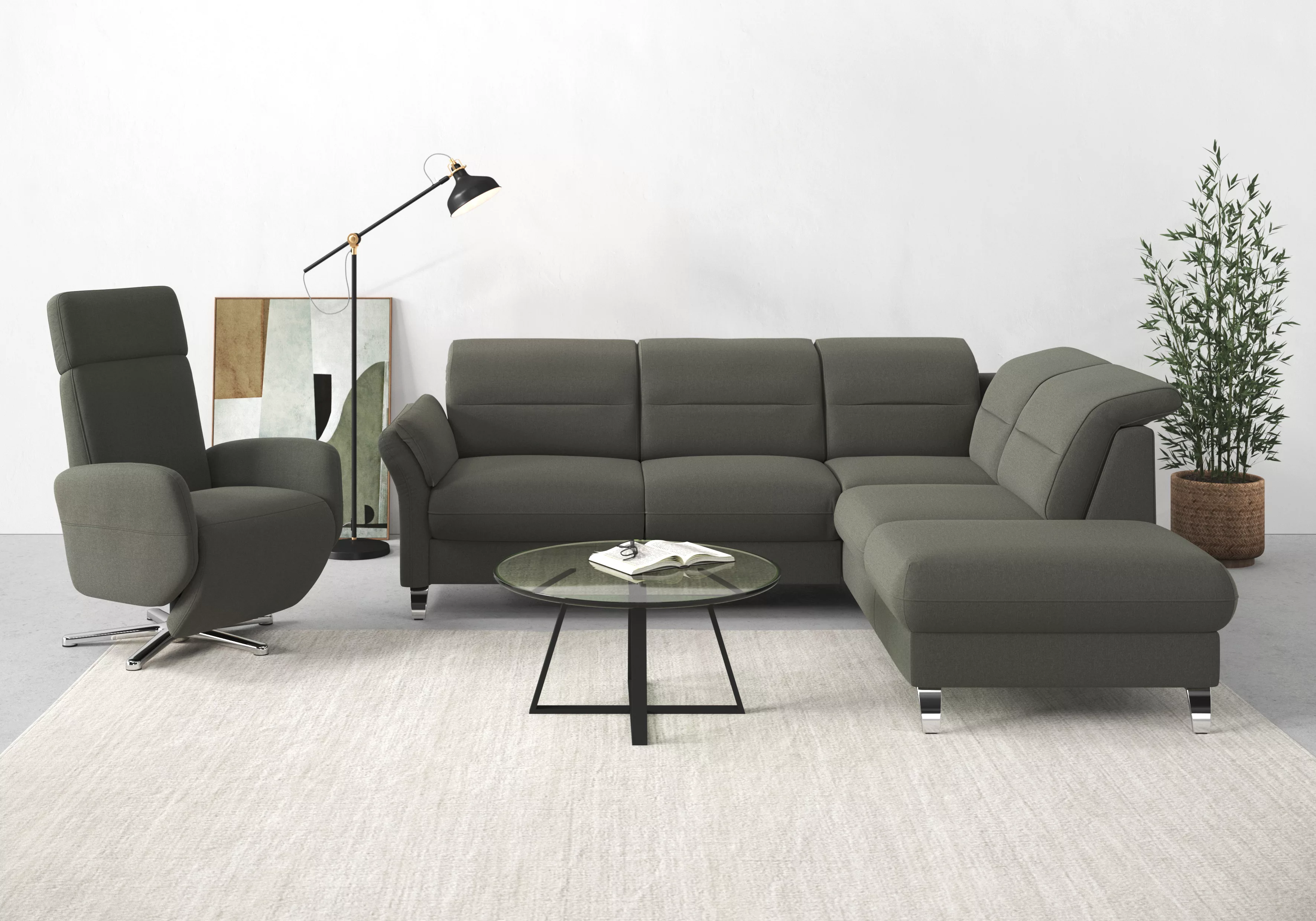 sit&more Ecksofa »Grenoble L-Form mit Federkern«, wahlweise mit Bettfunktio günstig online kaufen