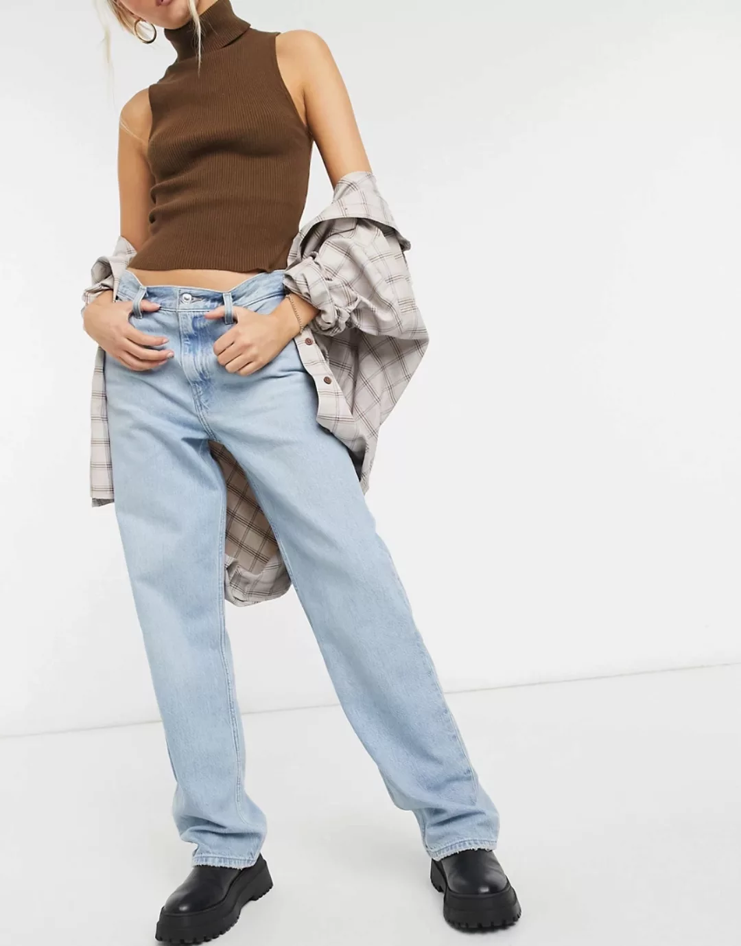 Levi's – Gerade, locker geschnittene Jeans mit hohem Bund in gebleichter Wa günstig online kaufen