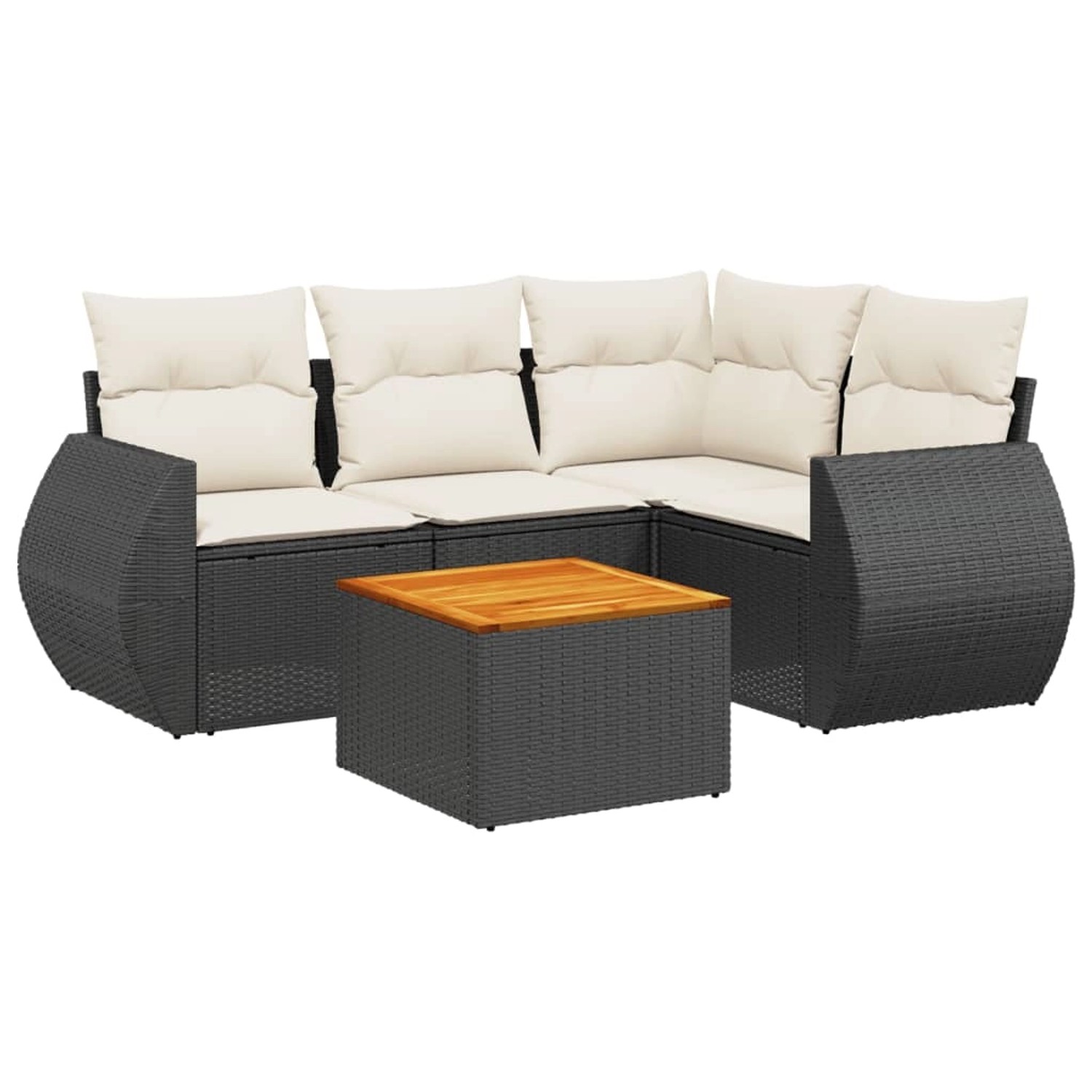 vidaXL 5-Tlg Garten-Sofagarnitur mit Kissen Schwarz Poly Rattan 3257316 günstig online kaufen