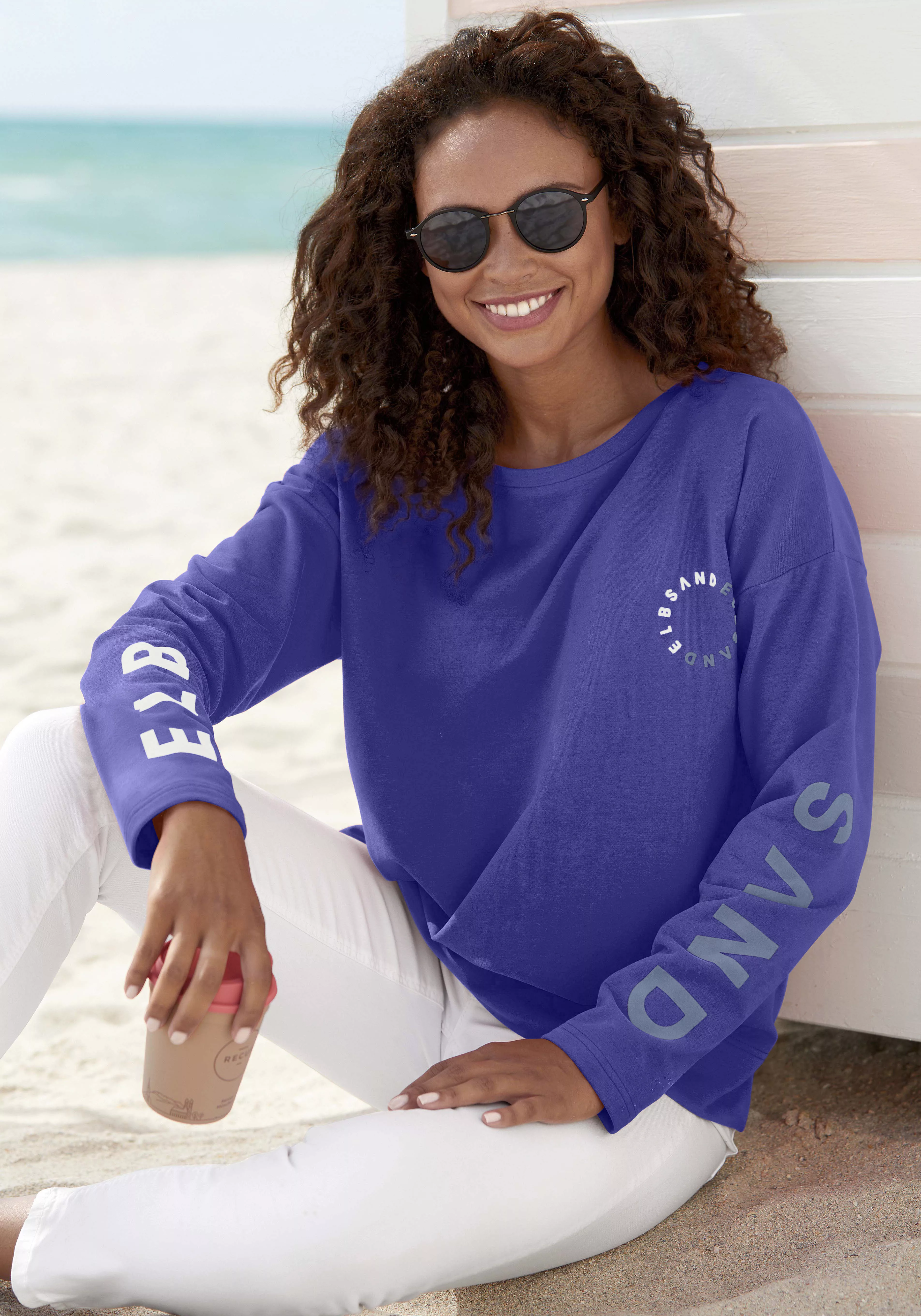 Elbsand Sweatshirt Anvor mit Logoprints auf den Ärmeln, sportlich-casual günstig online kaufen