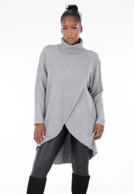 YC Fashion & Style Longpullover Strickpullover in Wickeloptik mit Rollkrage günstig online kaufen