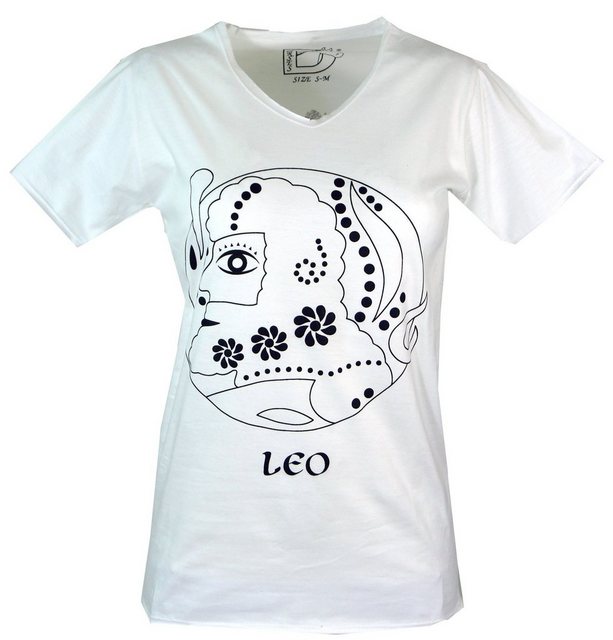 Guru-Shop T-Shirt Sternzeichen T-Shirt `Löwe` - weiß alternative Bekleidung günstig online kaufen
