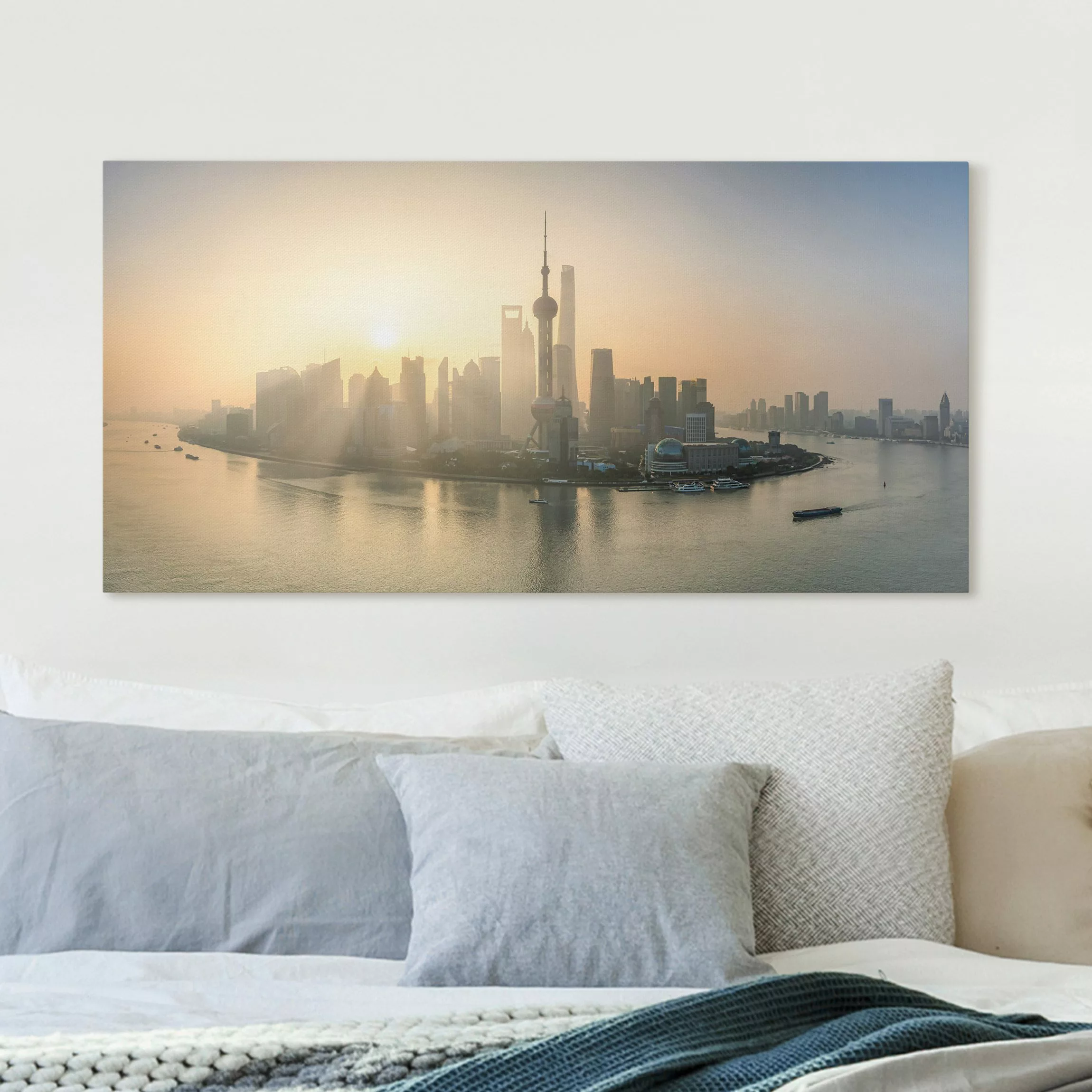 Leinwandbild Pudong bei Sonnenaufgang günstig online kaufen