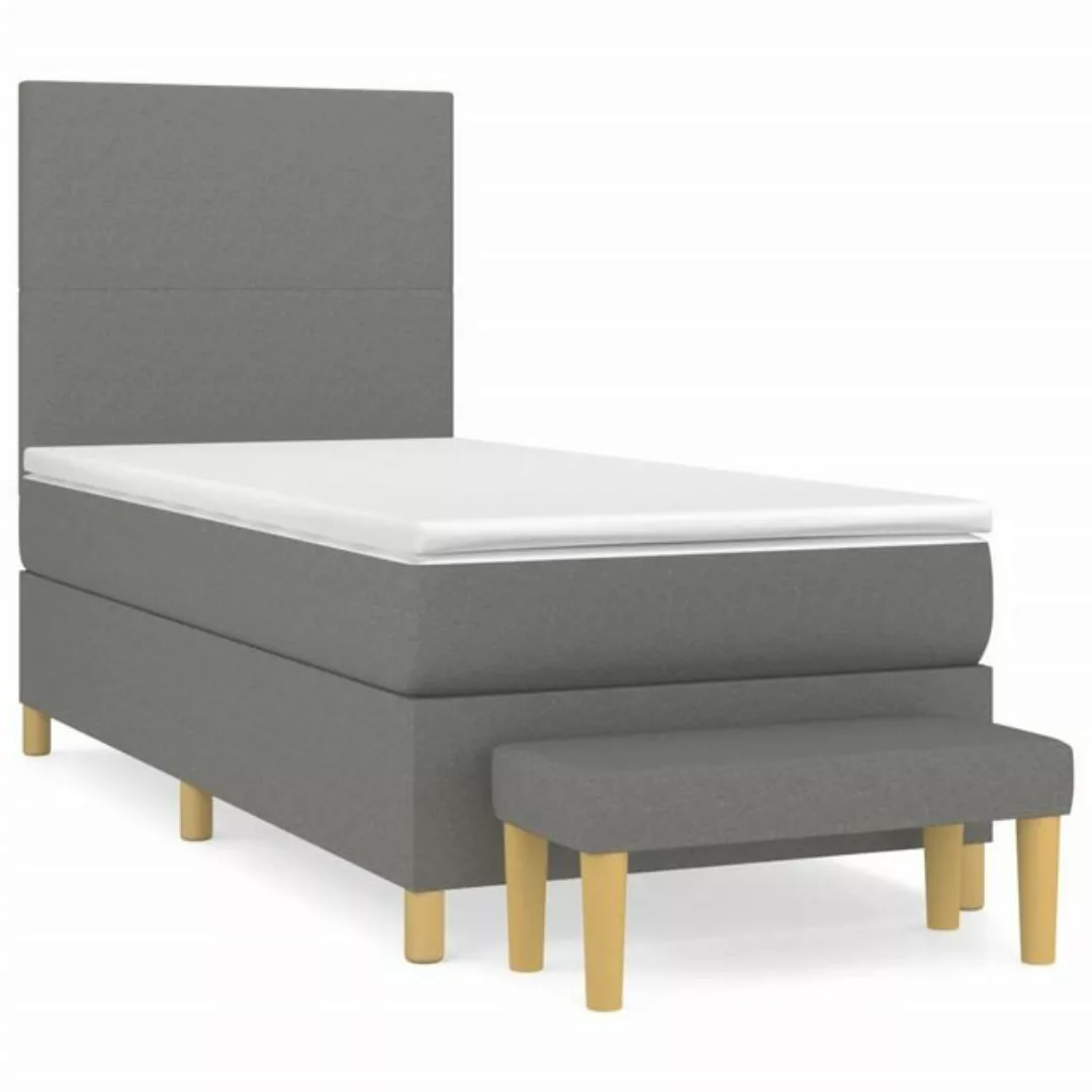 vidaXL Bettgestell Boxspringbett mit Matratze Dunkelgrau 90x190 cm Stoff Be günstig online kaufen