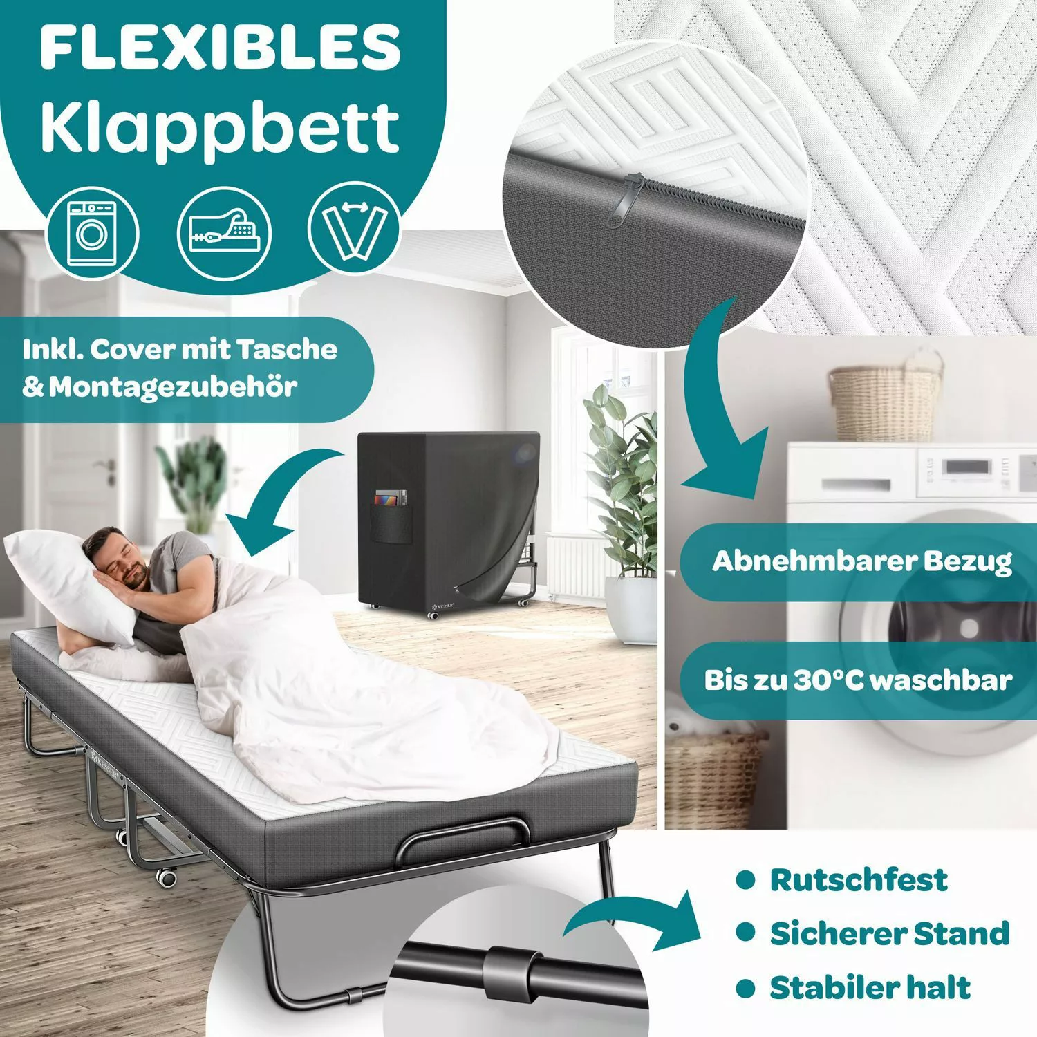 KESSER Gästebett 200x90cm Klappbett faltbares Reisebett günstig online kaufen