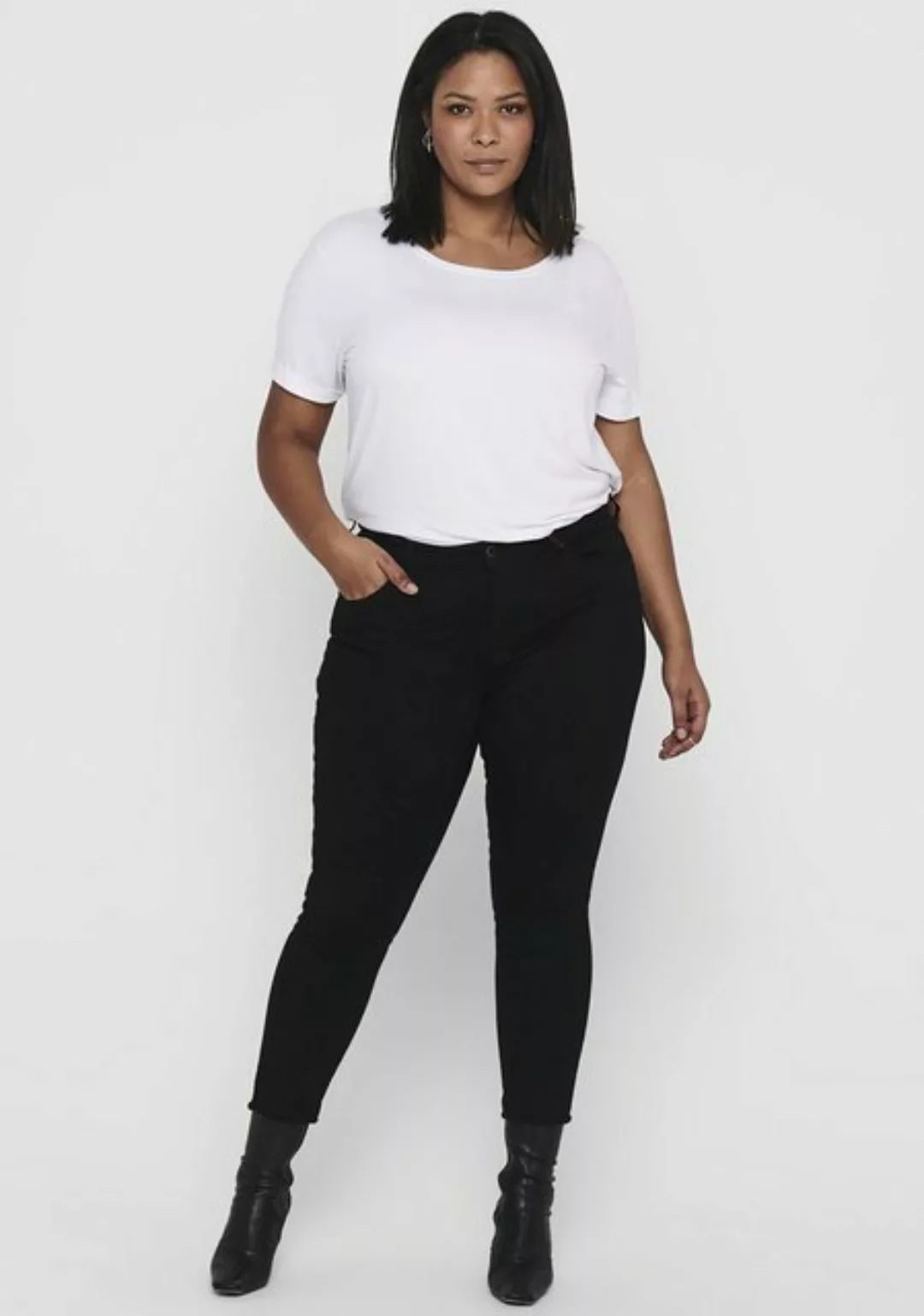 Carmakoma by Only Damen Jeans CARWILLY LIFE REG SK ANK - Skinny Fit - Schwa günstig online kaufen