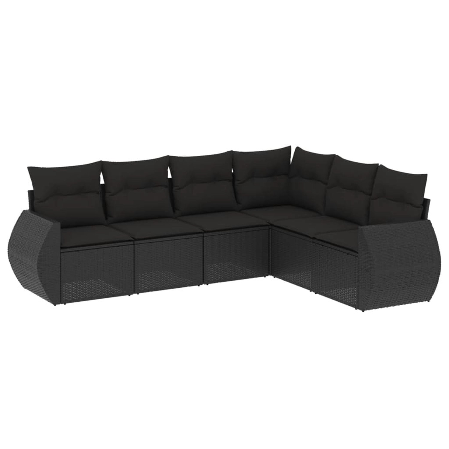 vidaXL 6-Tlg Garten-Sofagarnitur mit Kissen Schwarz Poly Rattan 3221404 günstig online kaufen