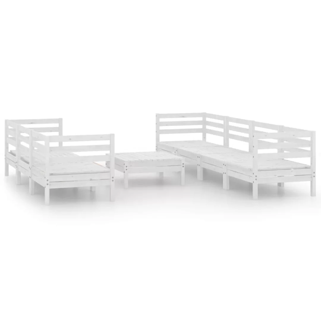 8-tlg. Garten-lounge-set Weiß Kiefer Massivholz günstig online kaufen