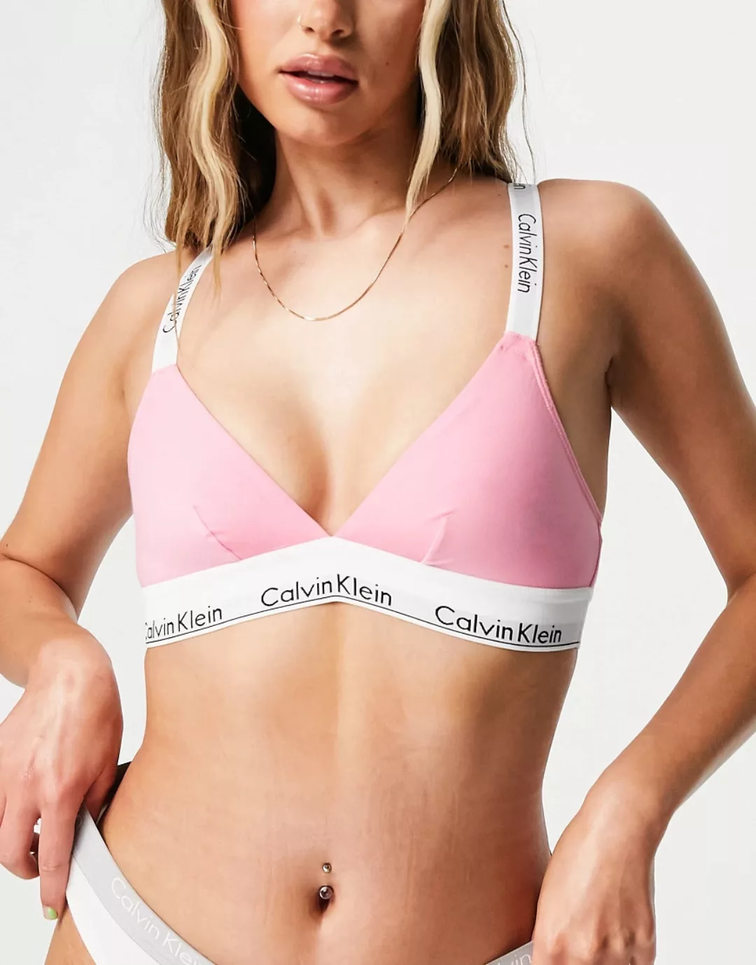 Calvin Klein – Modern Cotton – Ungefütterte Triangel-Bralette in Rosé mit ü günstig online kaufen