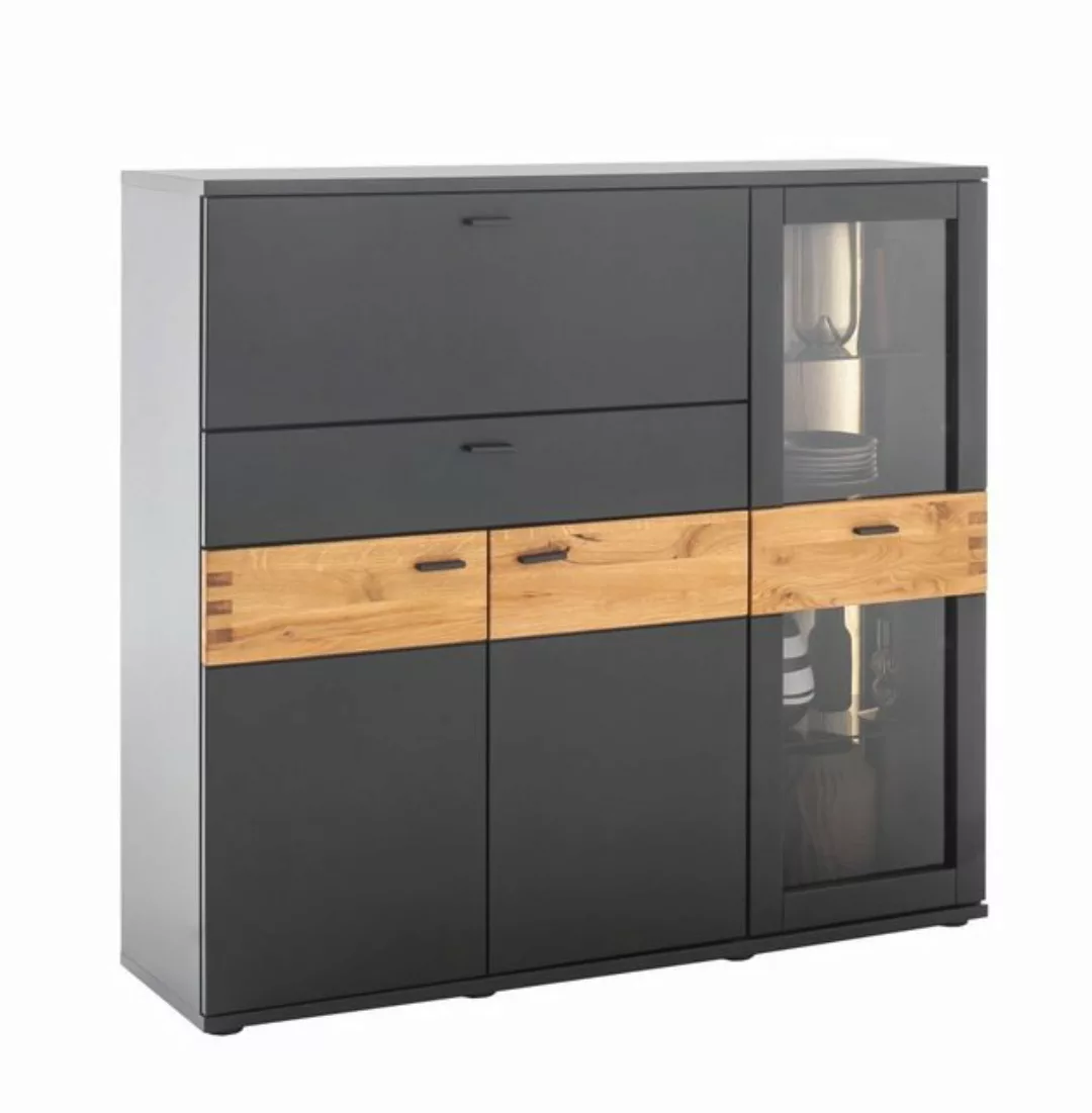 MCA furniture Vitrine Highboard Cesena, Wildeiche / schwarzgrau günstig online kaufen