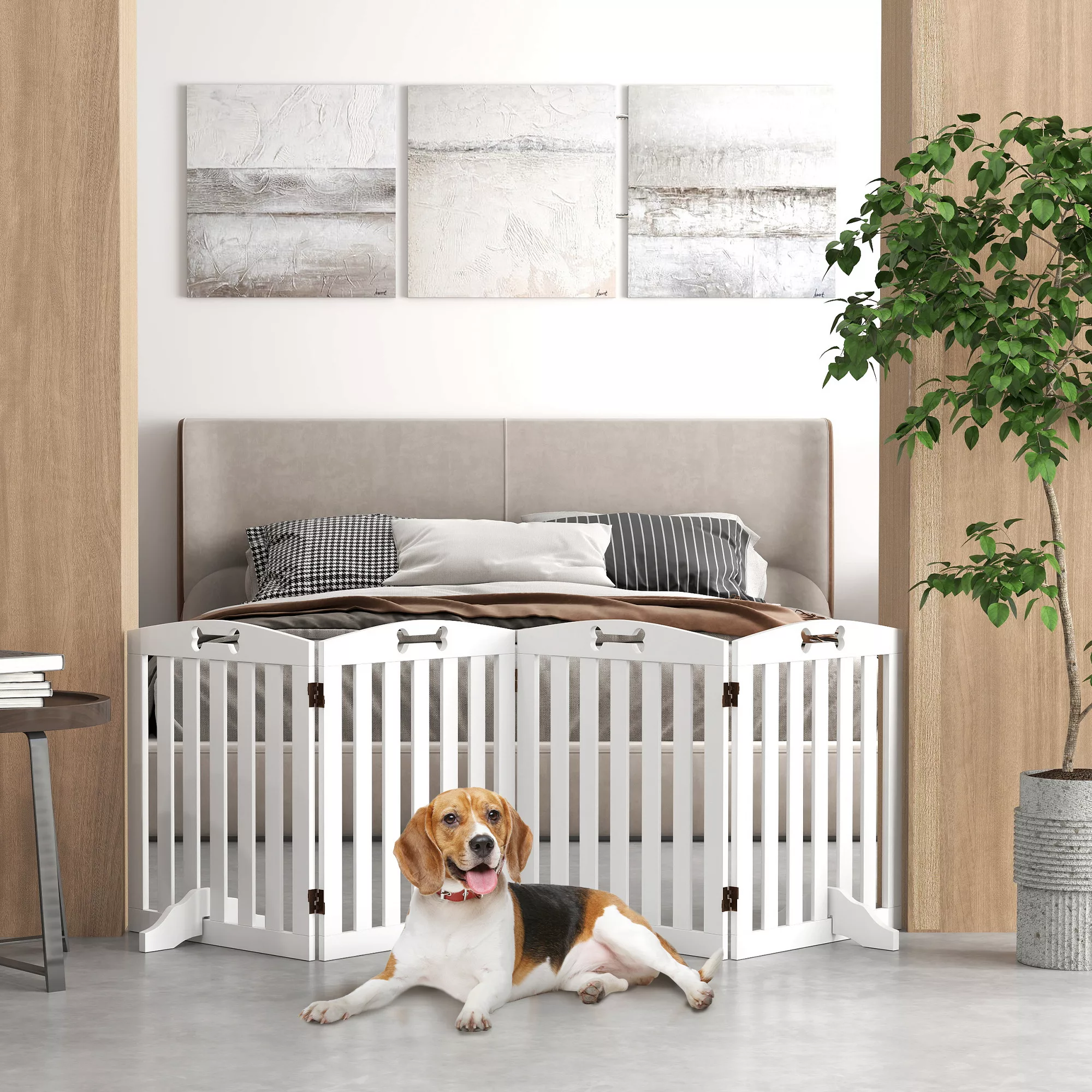 PawHut Absperrgitter Hund 4-teilig, 207,5 x 61 cm Faltbar Türschutzgitter m günstig online kaufen