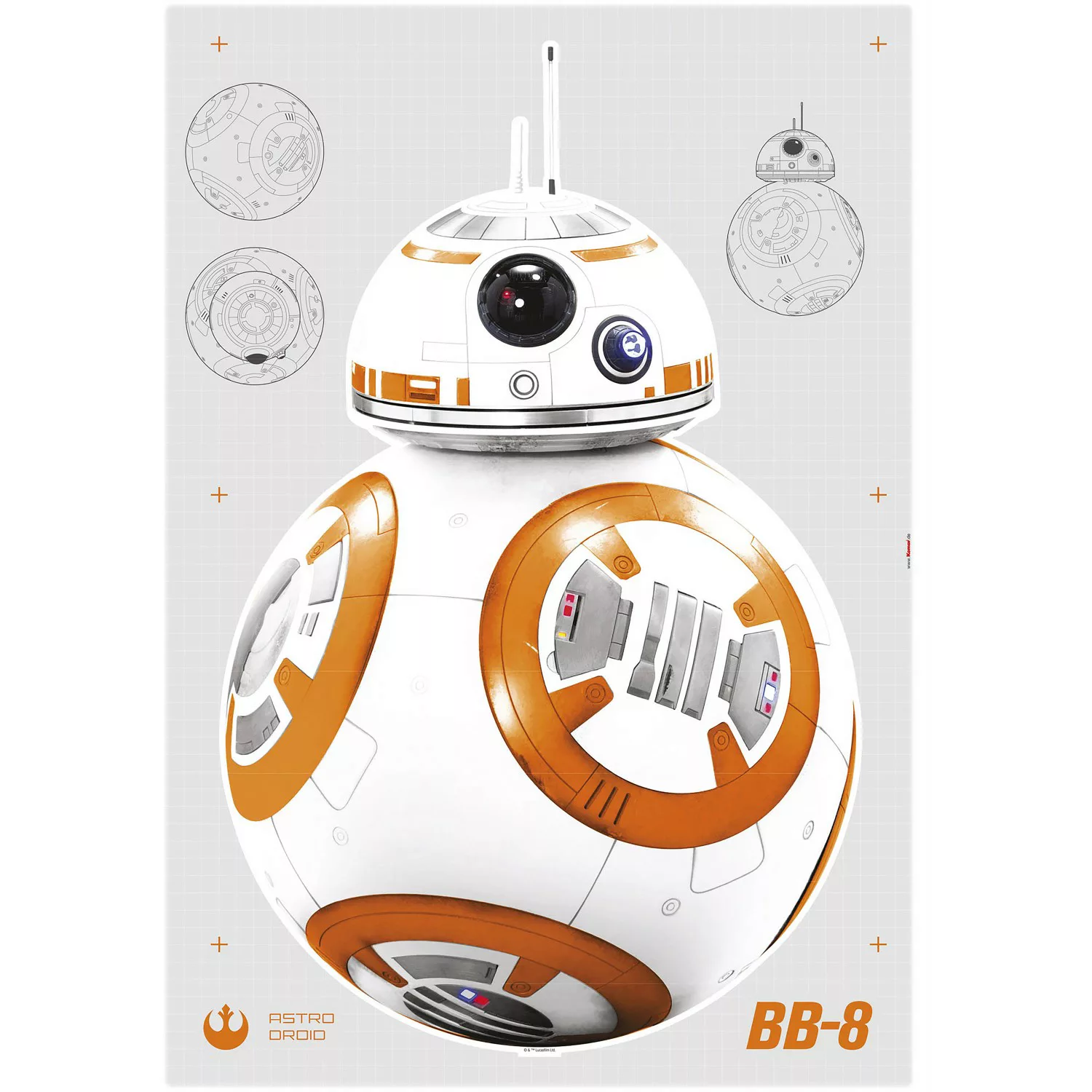 Komar Deko-Sticker Star Wars BB-8 Droid 100 cm x 70 cm günstig online kaufen