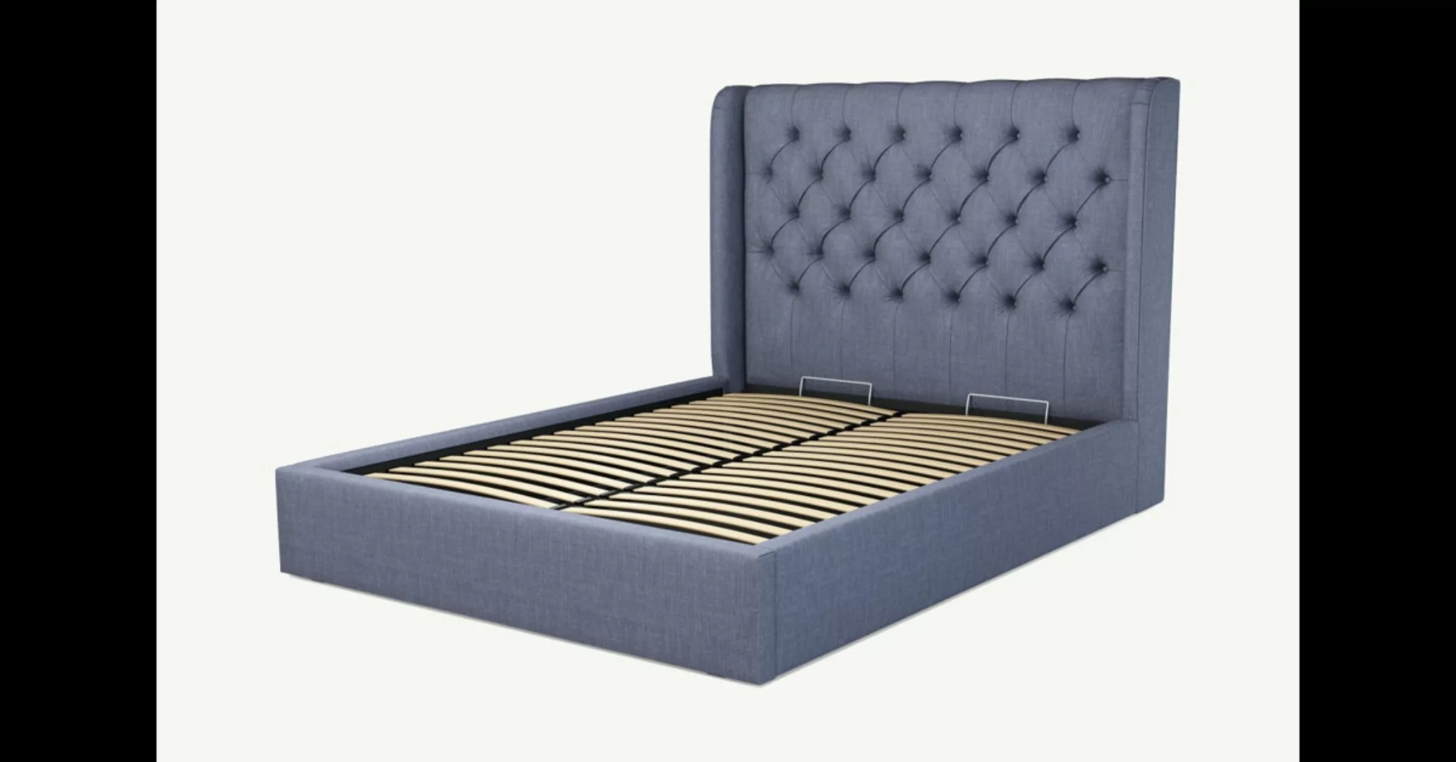 Romare Polsterbett mit Bettkasten (160 x 200 cm), Denimblau - MADE.com günstig online kaufen